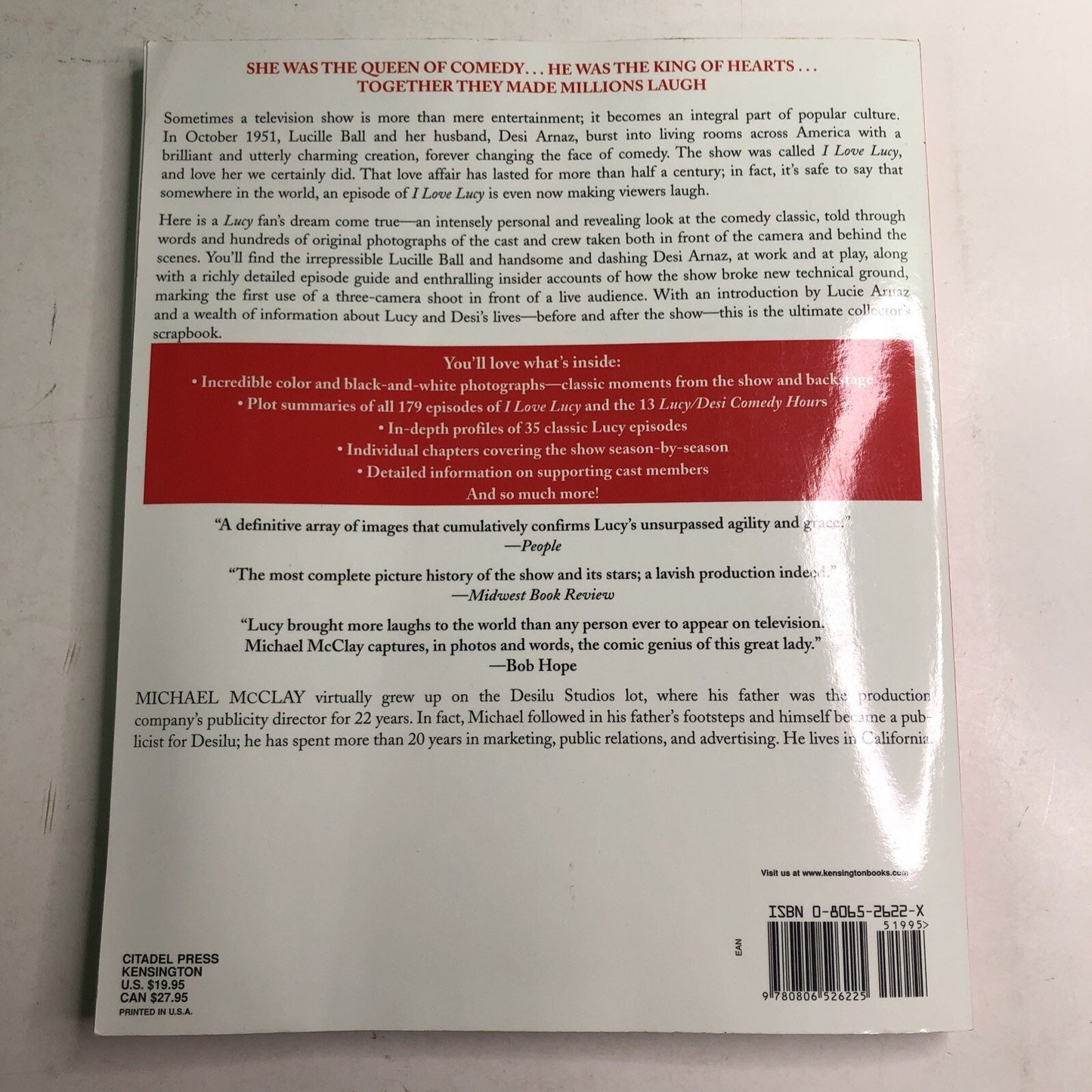 I Love Lucy The Complete Picture History of the Most Popular TV Show Book McClay