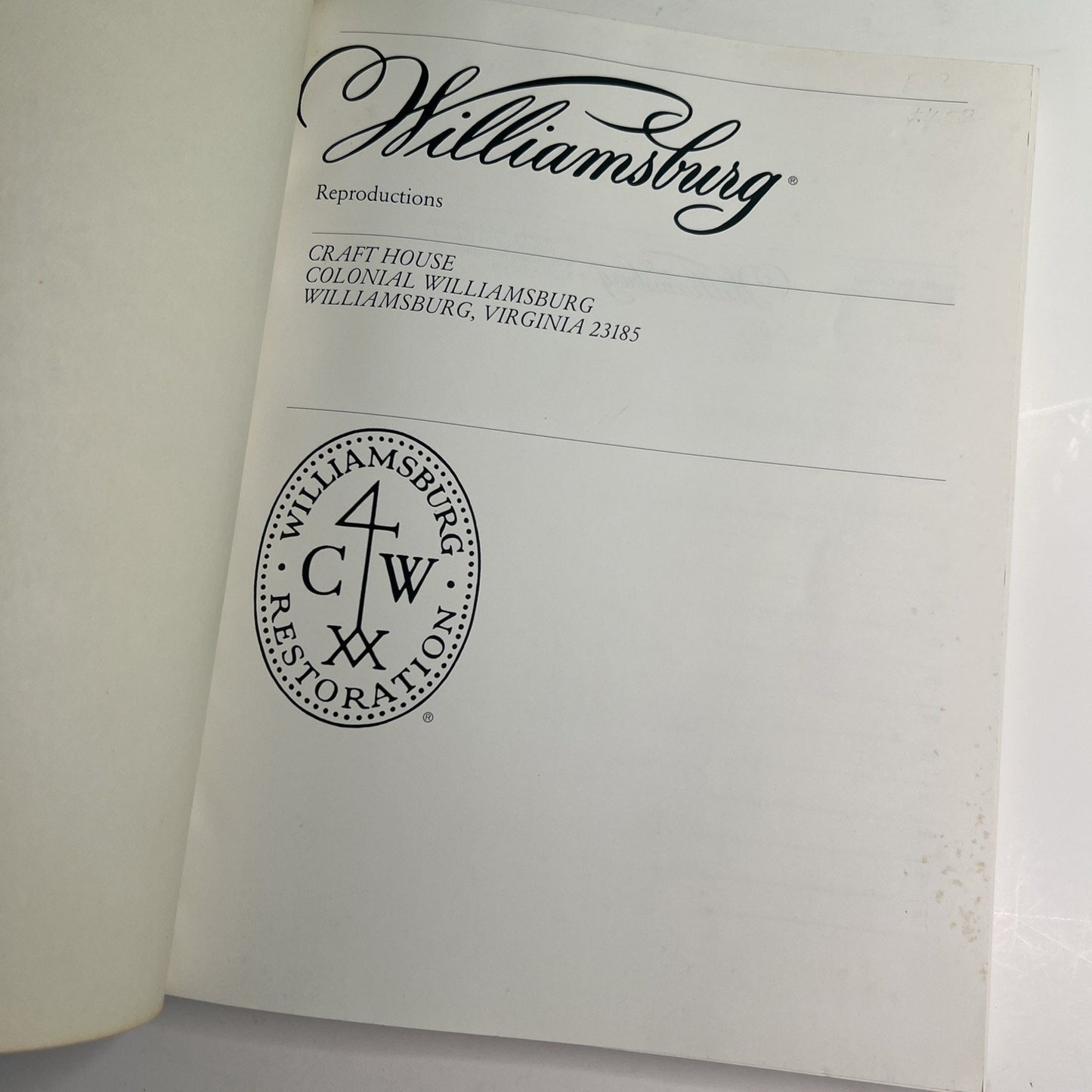 1982 Williamsburg Reproductions Craft House Catalog Gardberg’s Mobile Alabama