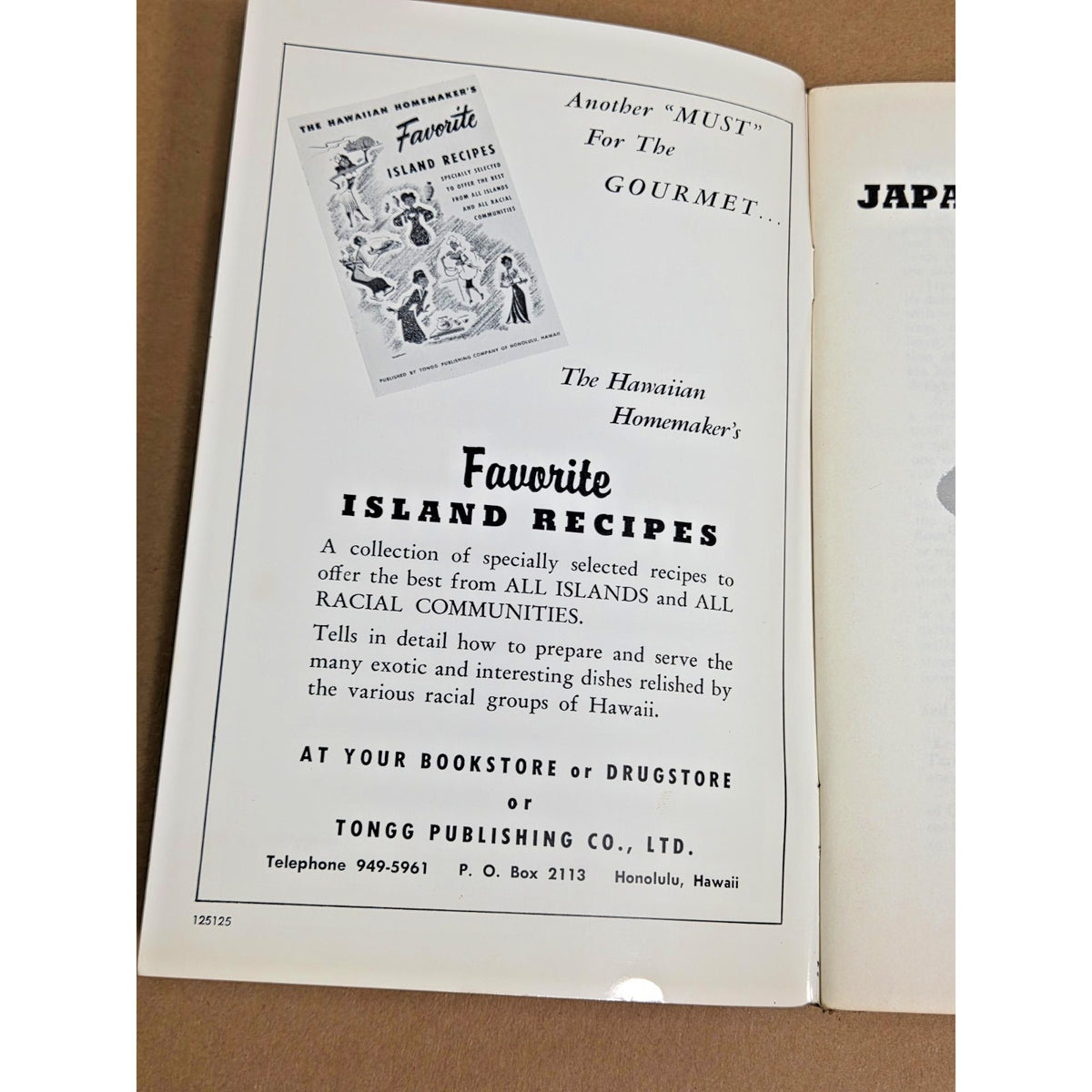 Vintage 1971 Japanese & Chinese Recipes Cookbook - Tongg Publishing Hawaiiana