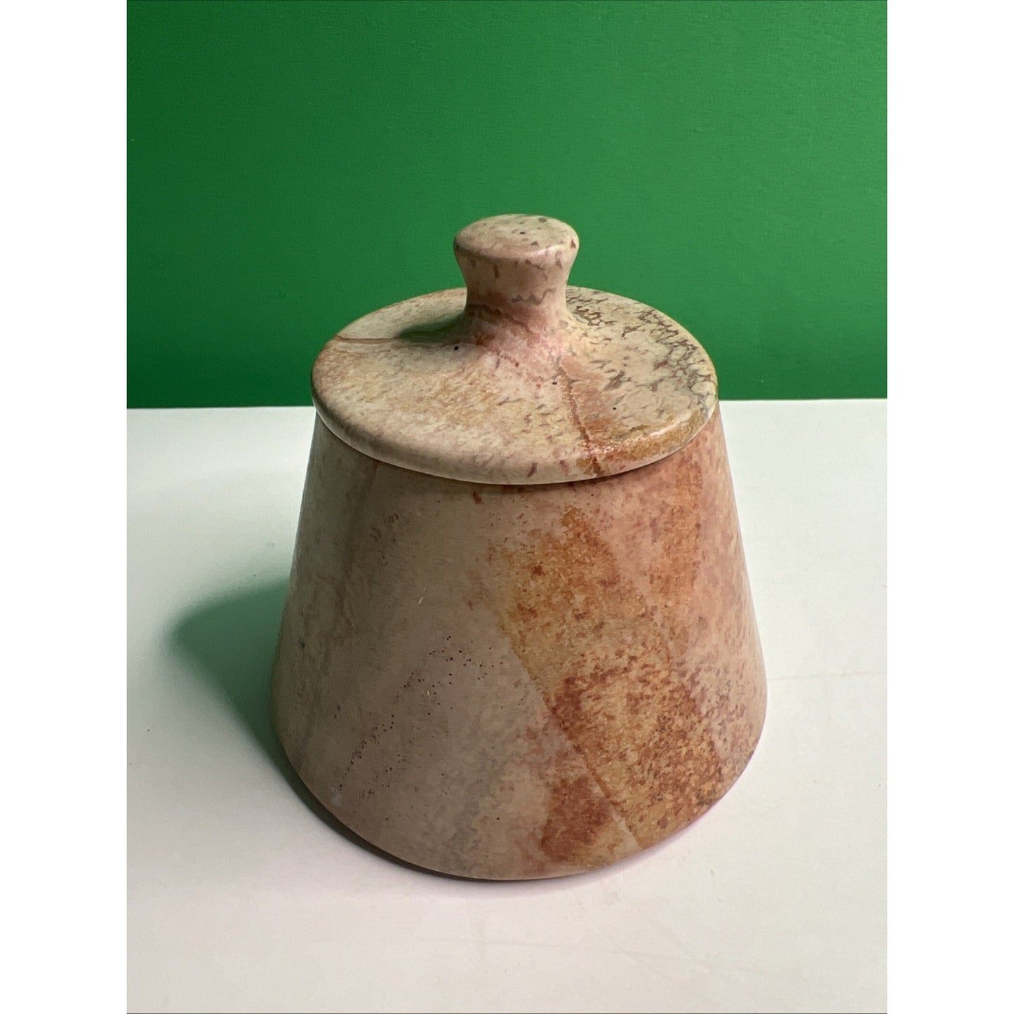 Carved Soapstone Small Jar Trinket Vanity Natural Stone with Lid