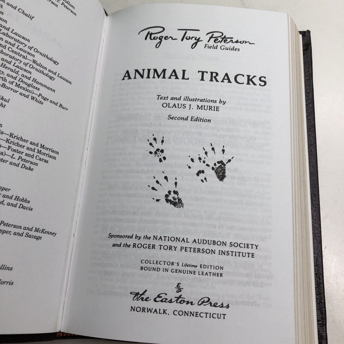 Roger Tory Peterson Field Guides: ANIMAL TRACKS HC Leather Bound Olaus J. Murie