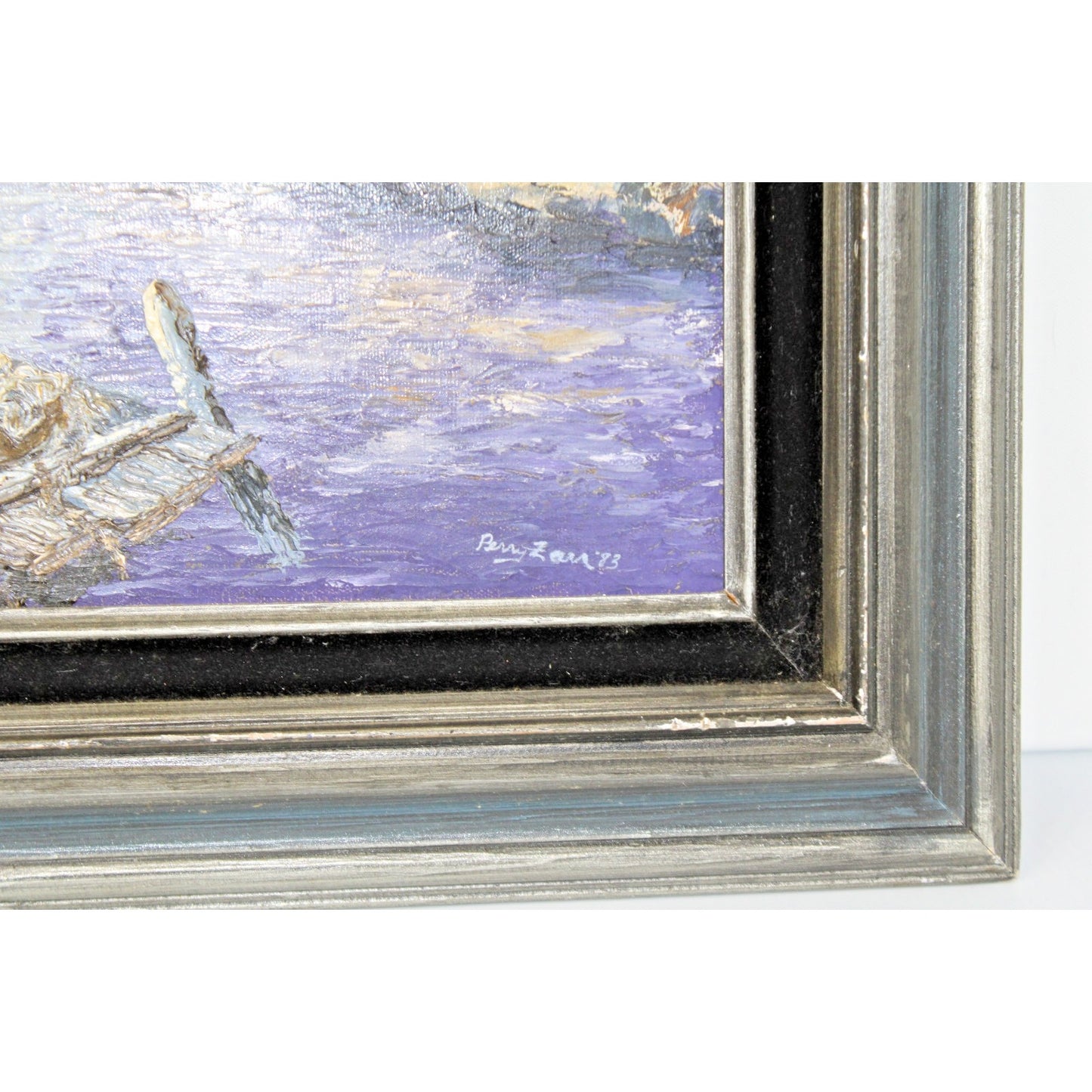 Seaside Oil Painting, Heavy Impasto, Painterly Coastal Scene, Framed 23"x27"