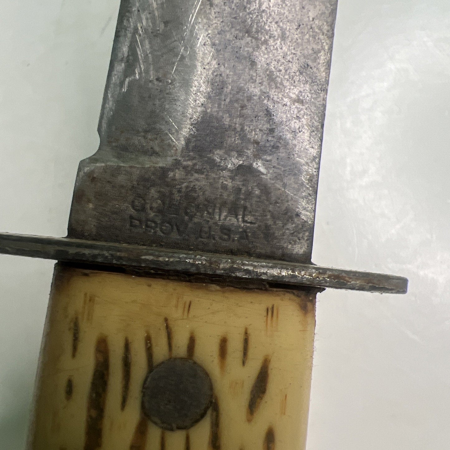 COLONIAL Prov. USA ELK Fixed Blade HUNTING KNIFE with Sheath Vintage