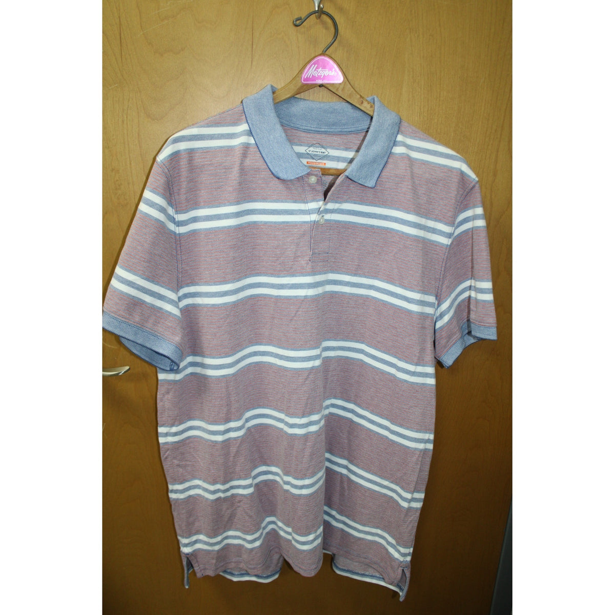 St. John's Bay Men's XL Comfort Flex Performance Stripe Polo Blue, Red, White