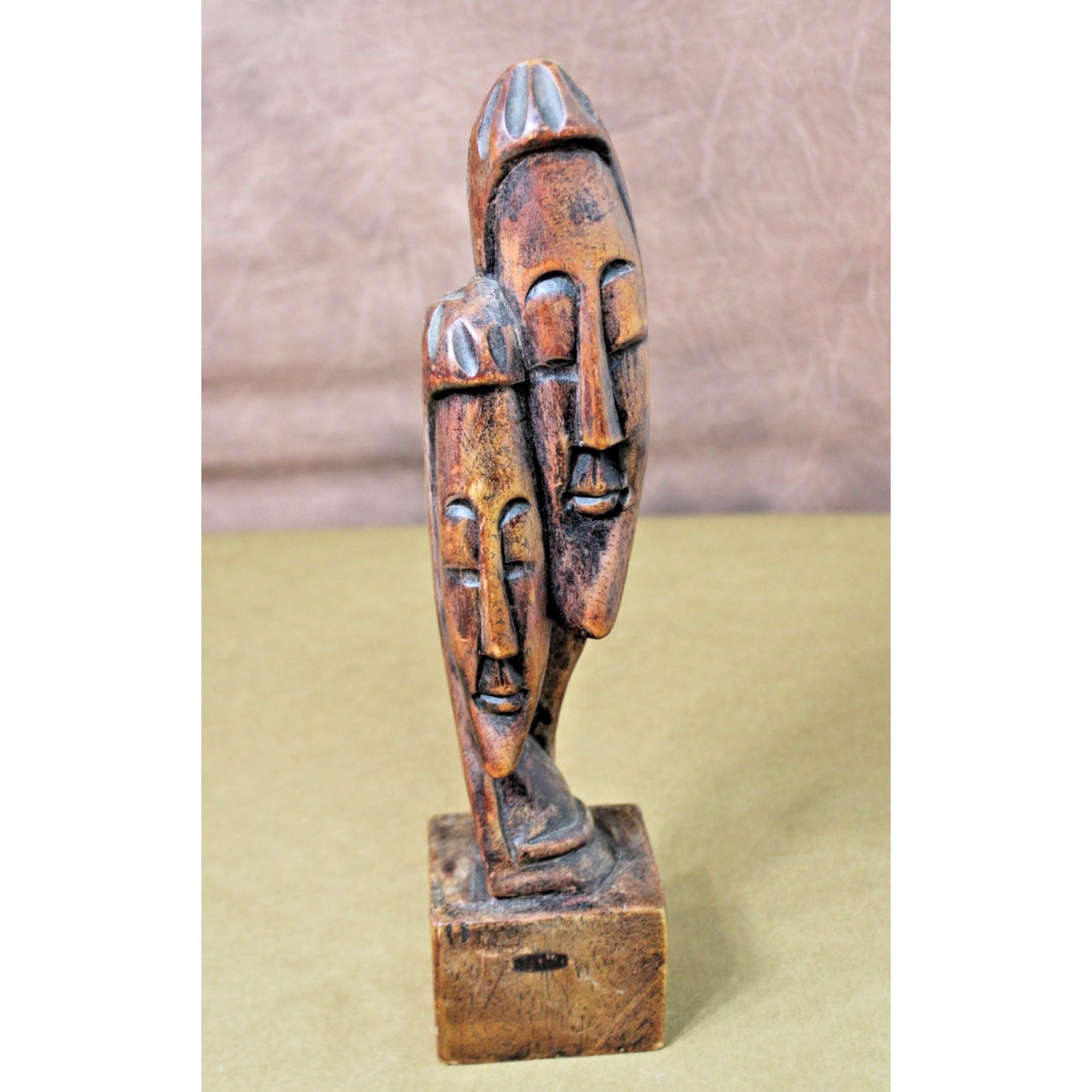 13" African Carved Wood Double Face Sculpture Bust Statue Figurine Art Decor
