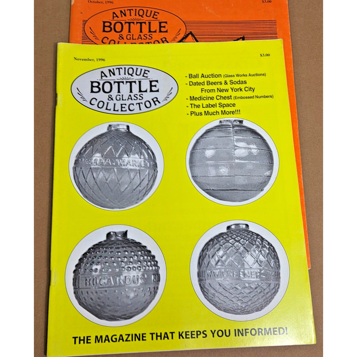 Vintage Antique Bottle & Glass Collector Magazine Lot 1996 Full Year 11 Issues