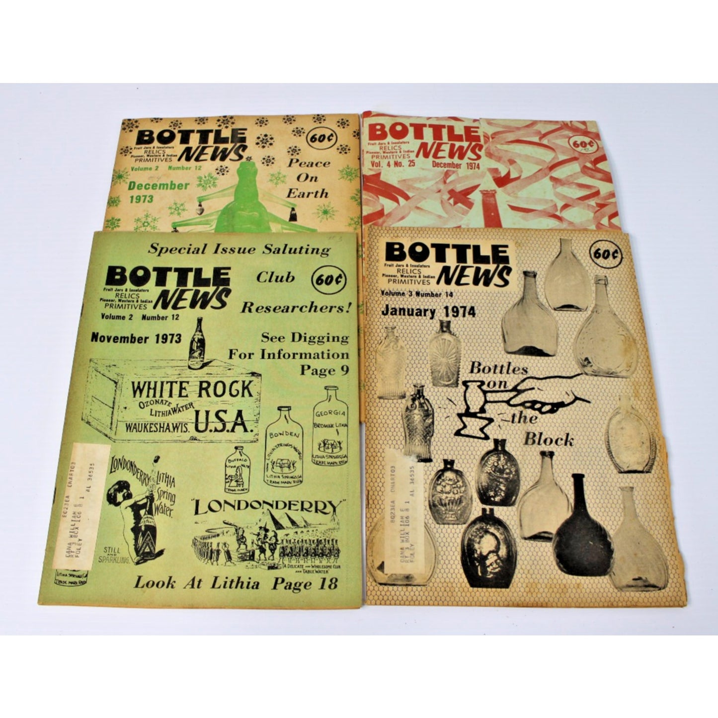 4 Vintage "Bottle News"- Fruit Jars, Insulators, Western & Indian Primatives