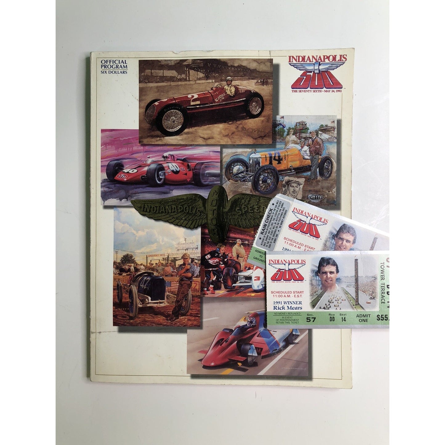 1992 76th Annual Indianapolis 500 Official Program And Tickets