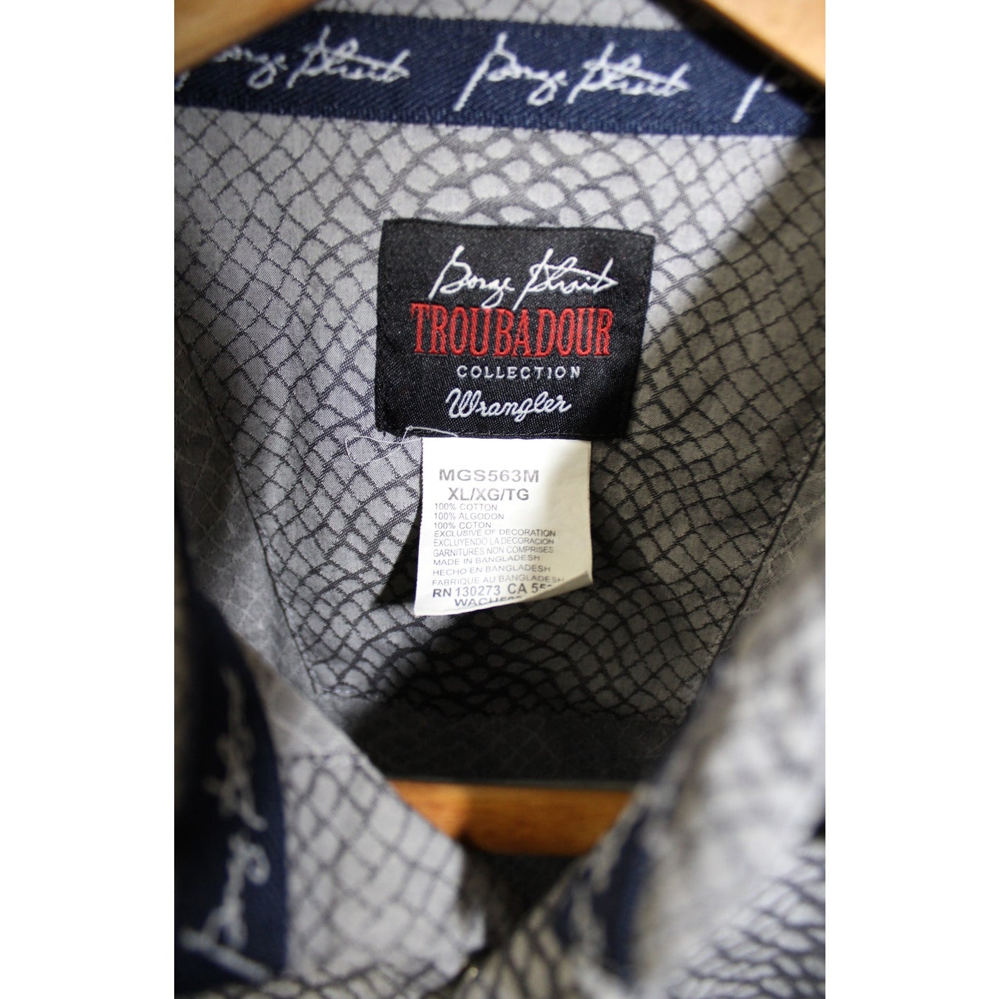 Wrangler George Strait Troubadour Men's XL Grey Snakeskin Print Western Shirt