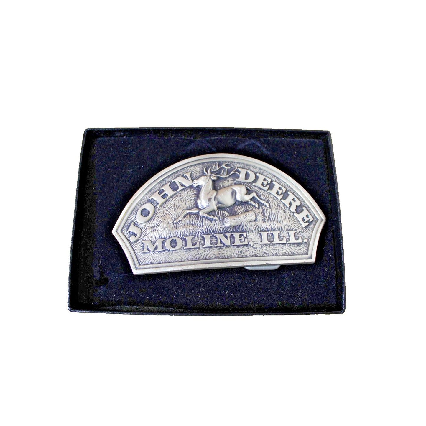 Vintage Pewter John Deere Belt Buckle Moline, Illinois Historical Trademark 1876