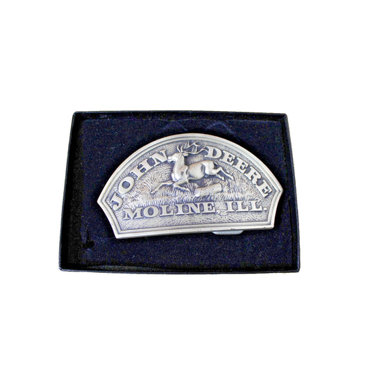 Vintage Pewter John Deere Belt Buckle Moline, Illinois Historical Trademark 1876
