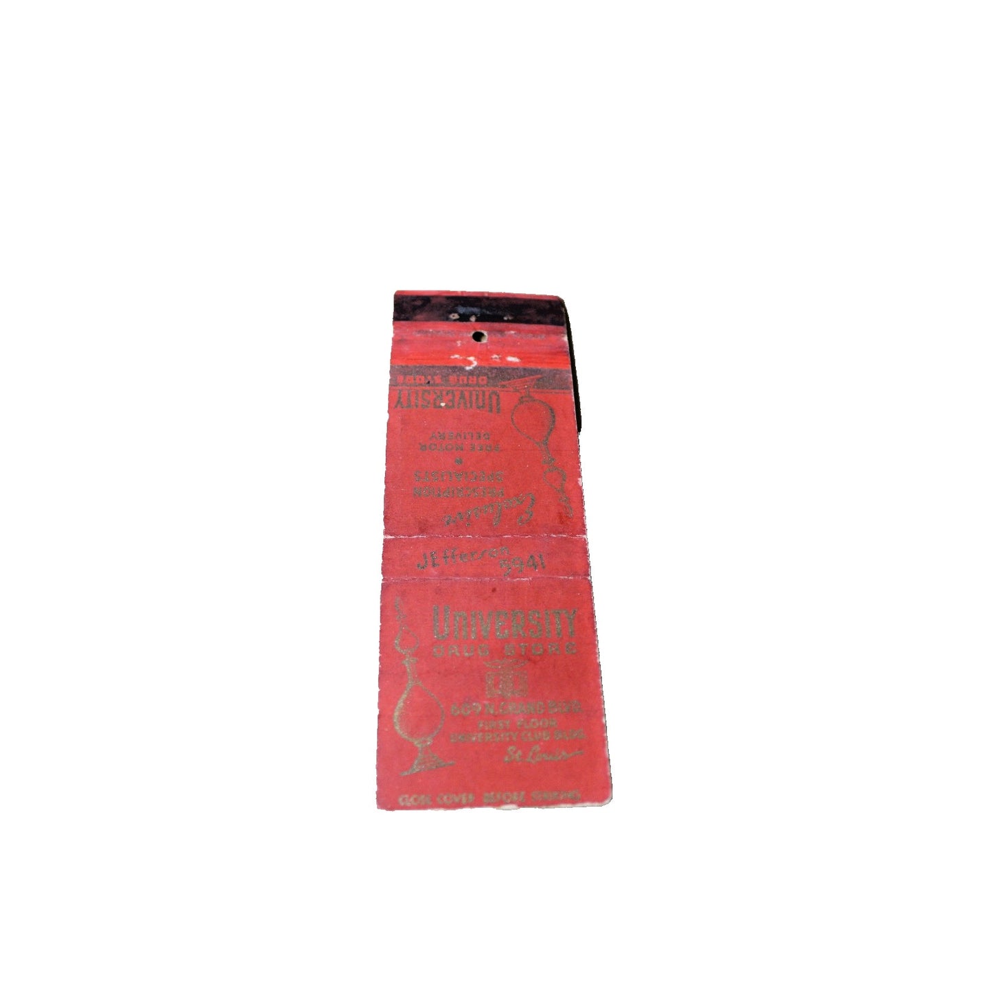 Vintage Mid Century Matchbook, University Drug, St. Louis Missouri