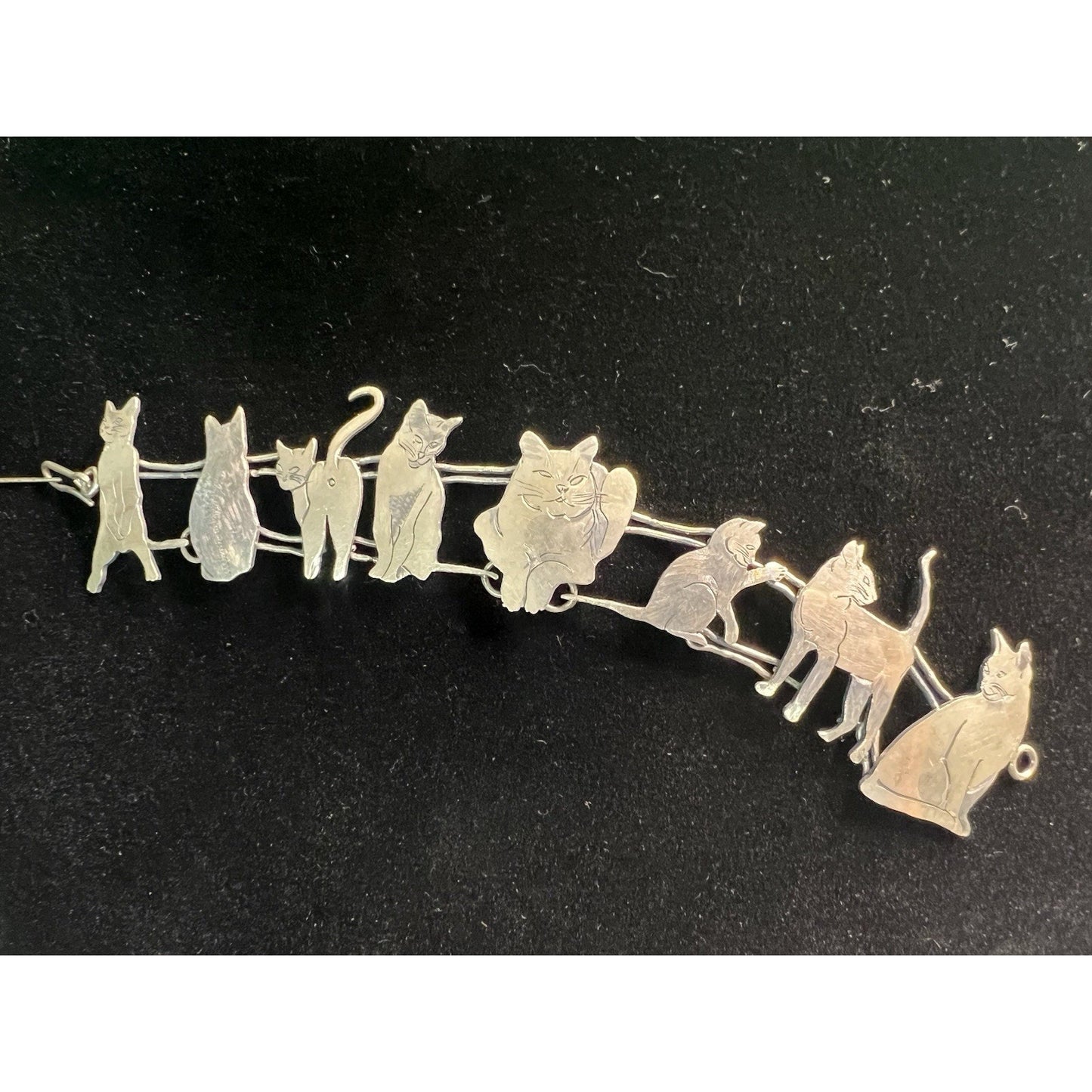 Vintage Metal Wild Bryde CAT BRACELET Link Jewelry 7”