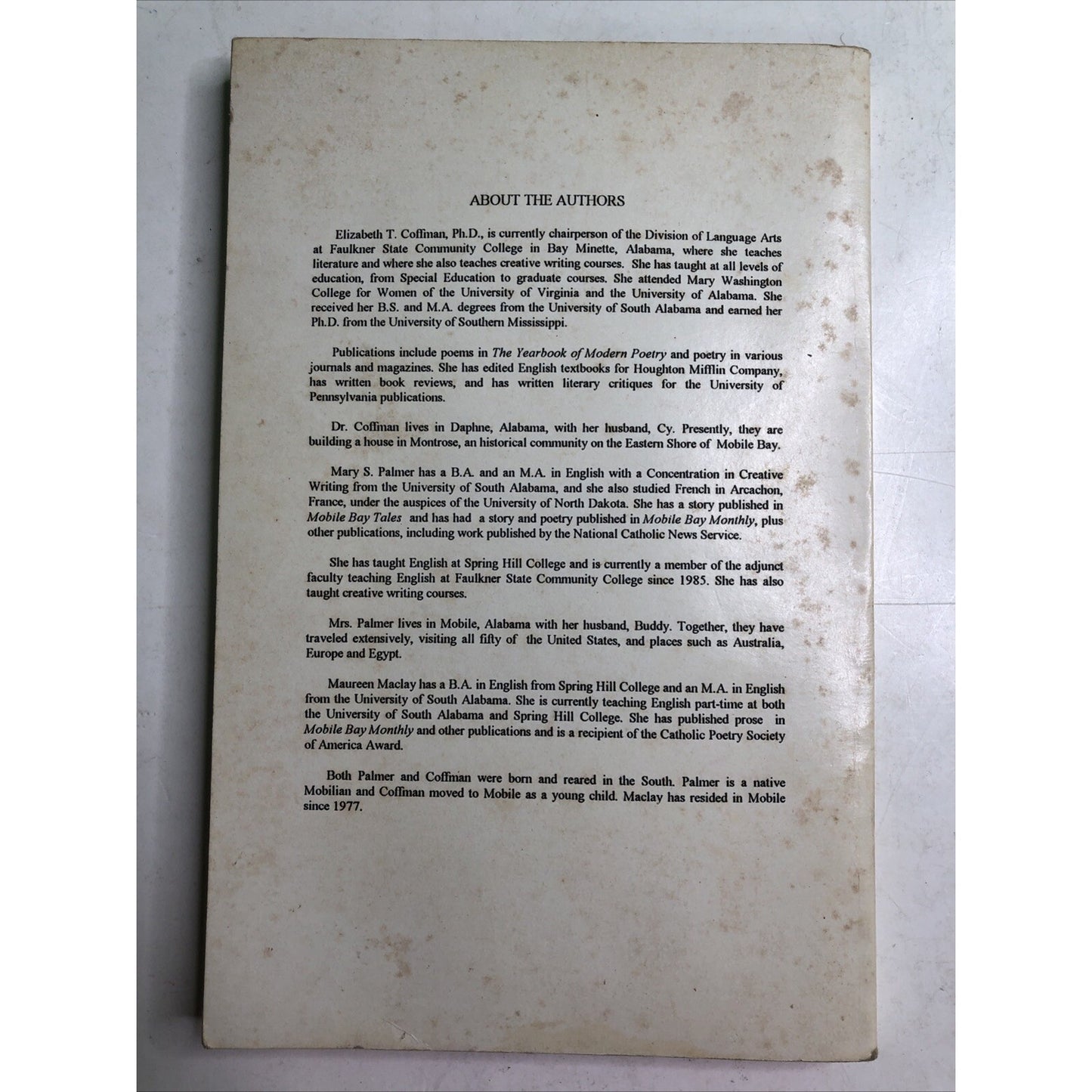 1993 Memoramobileia: Alabama Gulf Coast Potpourri PB Coffman & Palmer SIGNED 1st