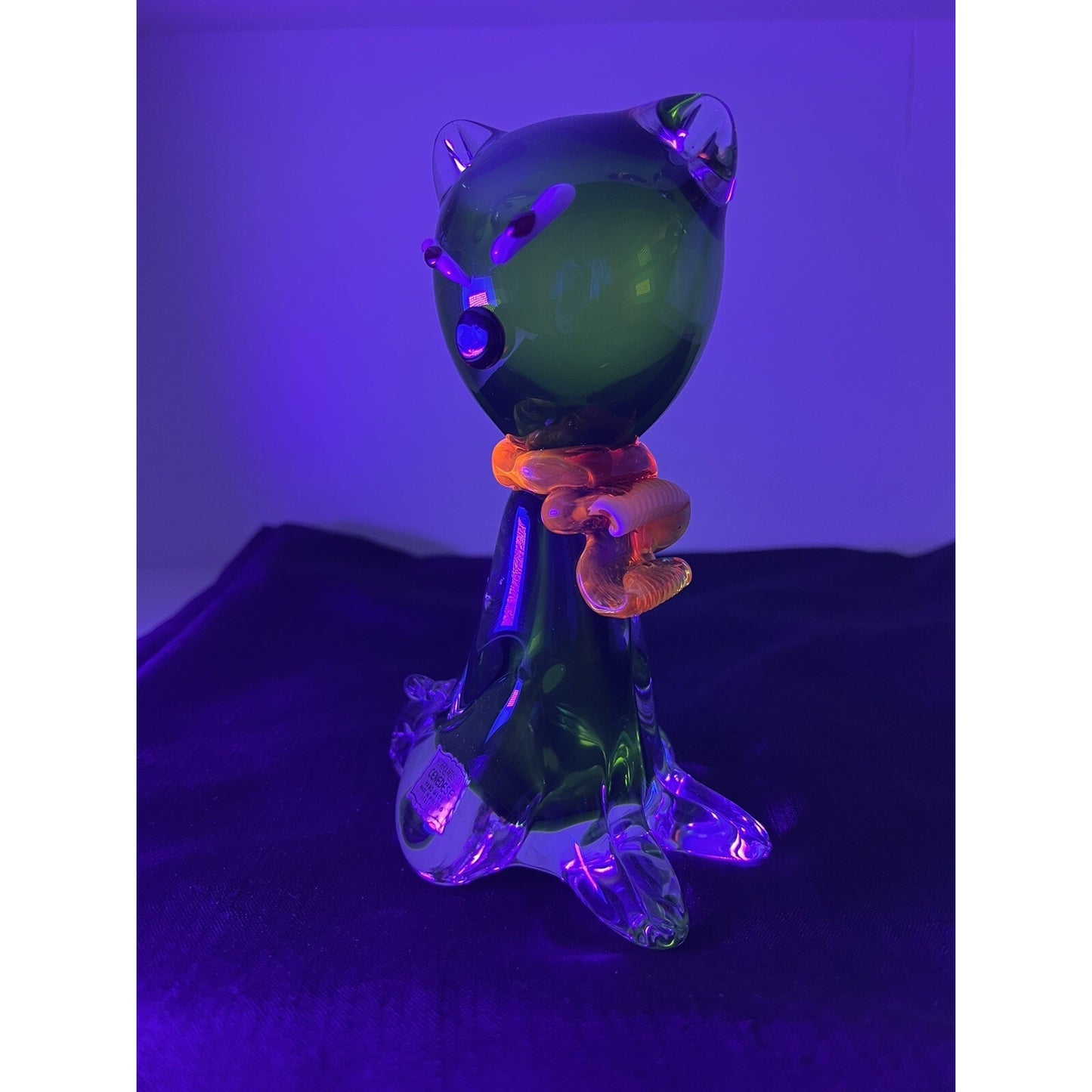Vetreria artistica cenedese murano italy cat tag perfect glows in blacklight