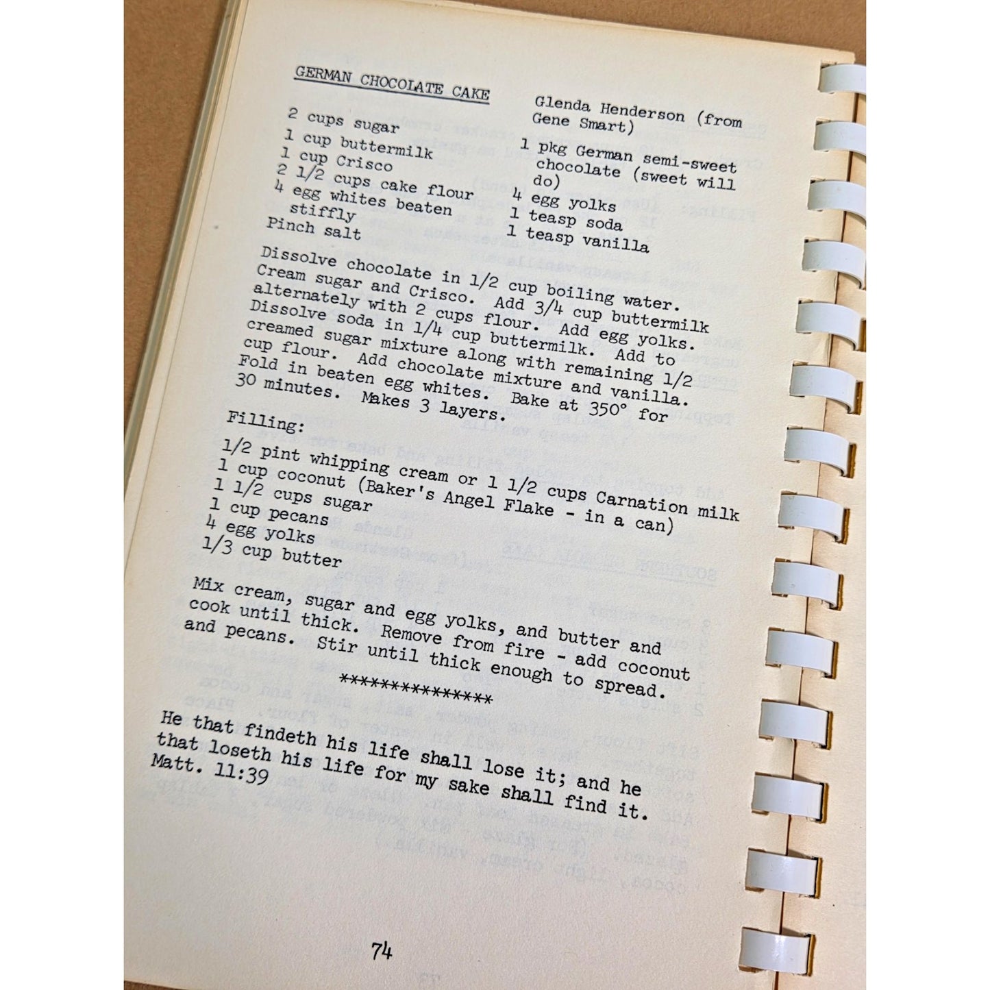 Vintage 1973 Cedar Hill First Methodist Church Cookbook - Recipes of Members