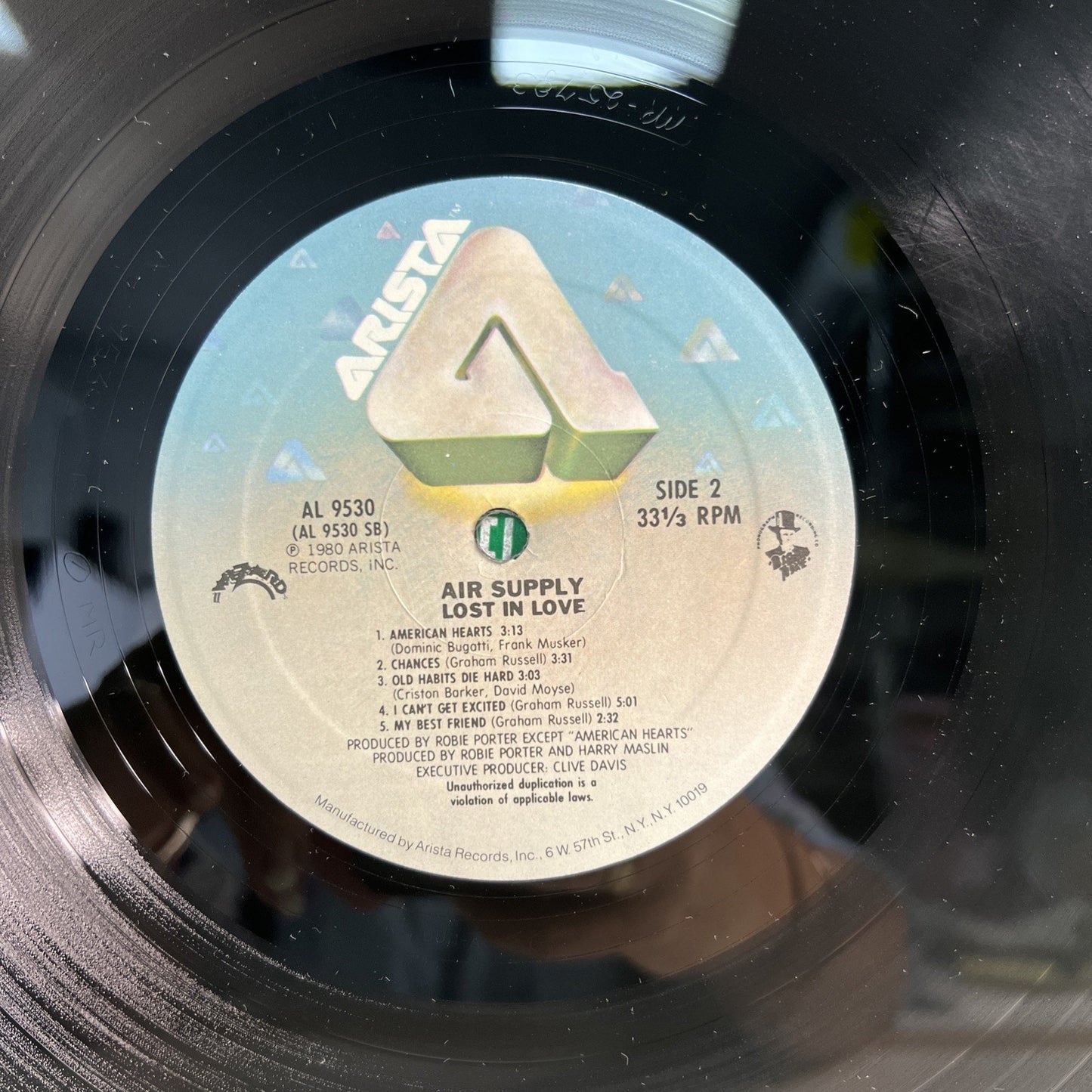 Air Supply Lost in Love 1980 33 LP Vinyl Record Album AL 9530 Hype Stickers