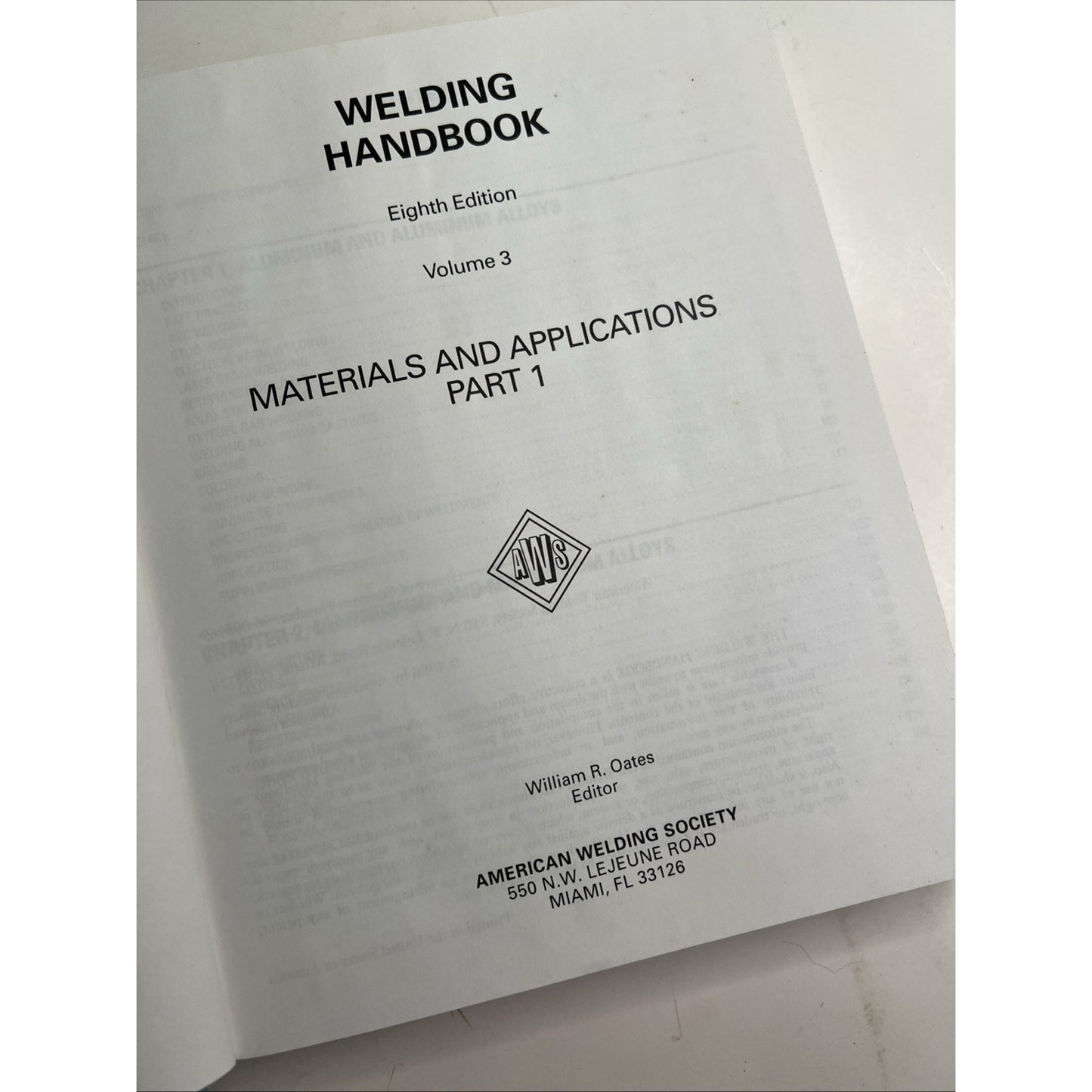 Welding Handbook Volume 3 8th Edition HC
