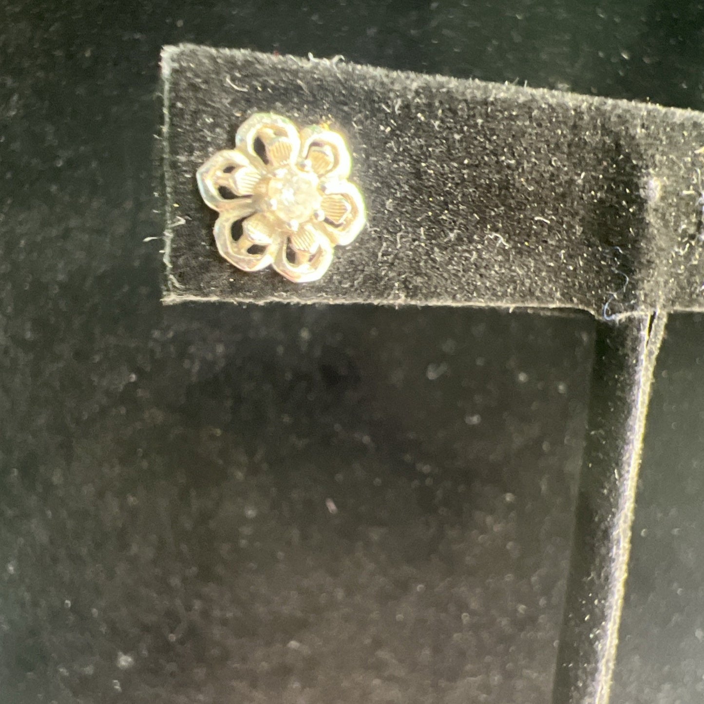 Vintage Floral Silver & Clear Stone Pierced Post Earrings