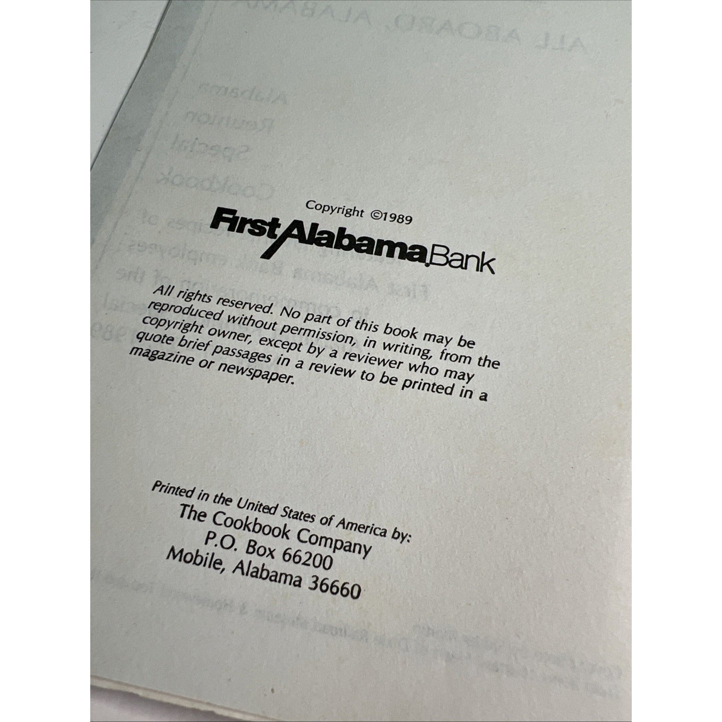 All Aboard Alabama, Alabama Reunion Special Cookbook Recipes 1989 PB