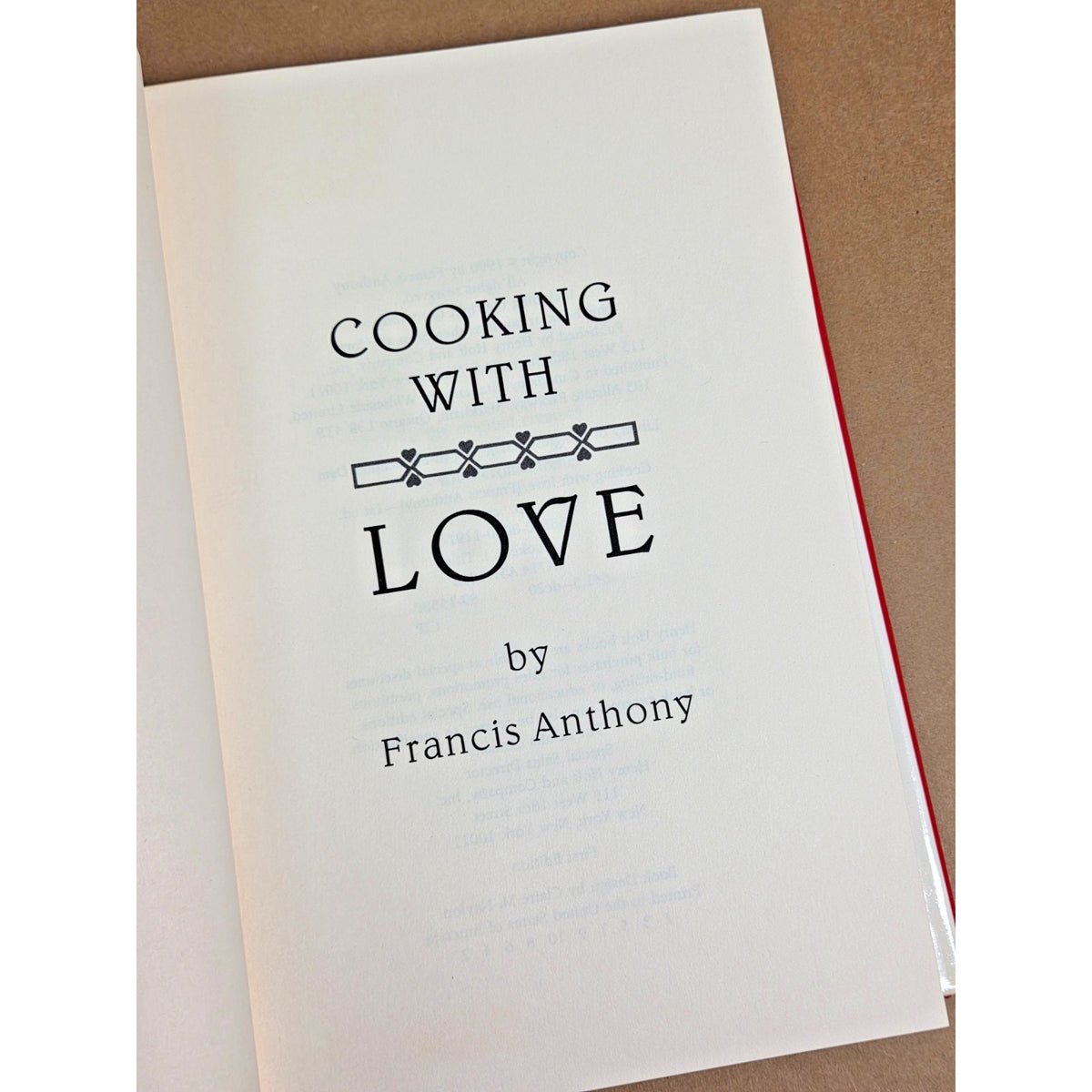 Rare 1990 First Edition Cooking With Love Cookbook by The Love Chef HC DJ
