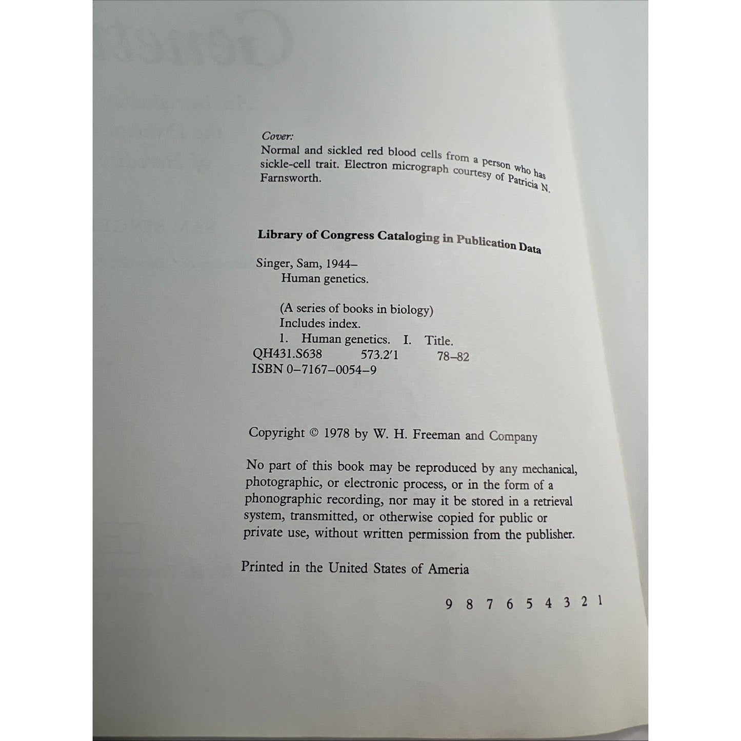1978 PB Human Genetics Principles Of Heredity by Sam Singer