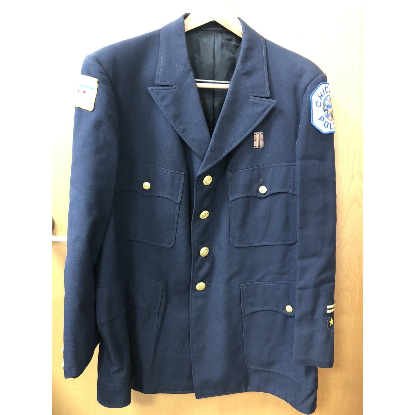 Vintage Chicago Police Coat Double Breasted Brawny Blues Kale Uniform Jacket