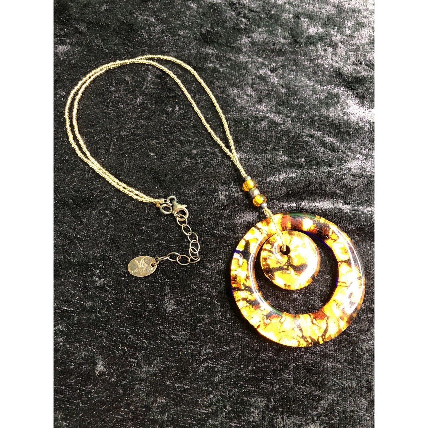 VENETIAURUM Glass Pendant Made In Italy Beaded Necklace 925 Sterling Clasp