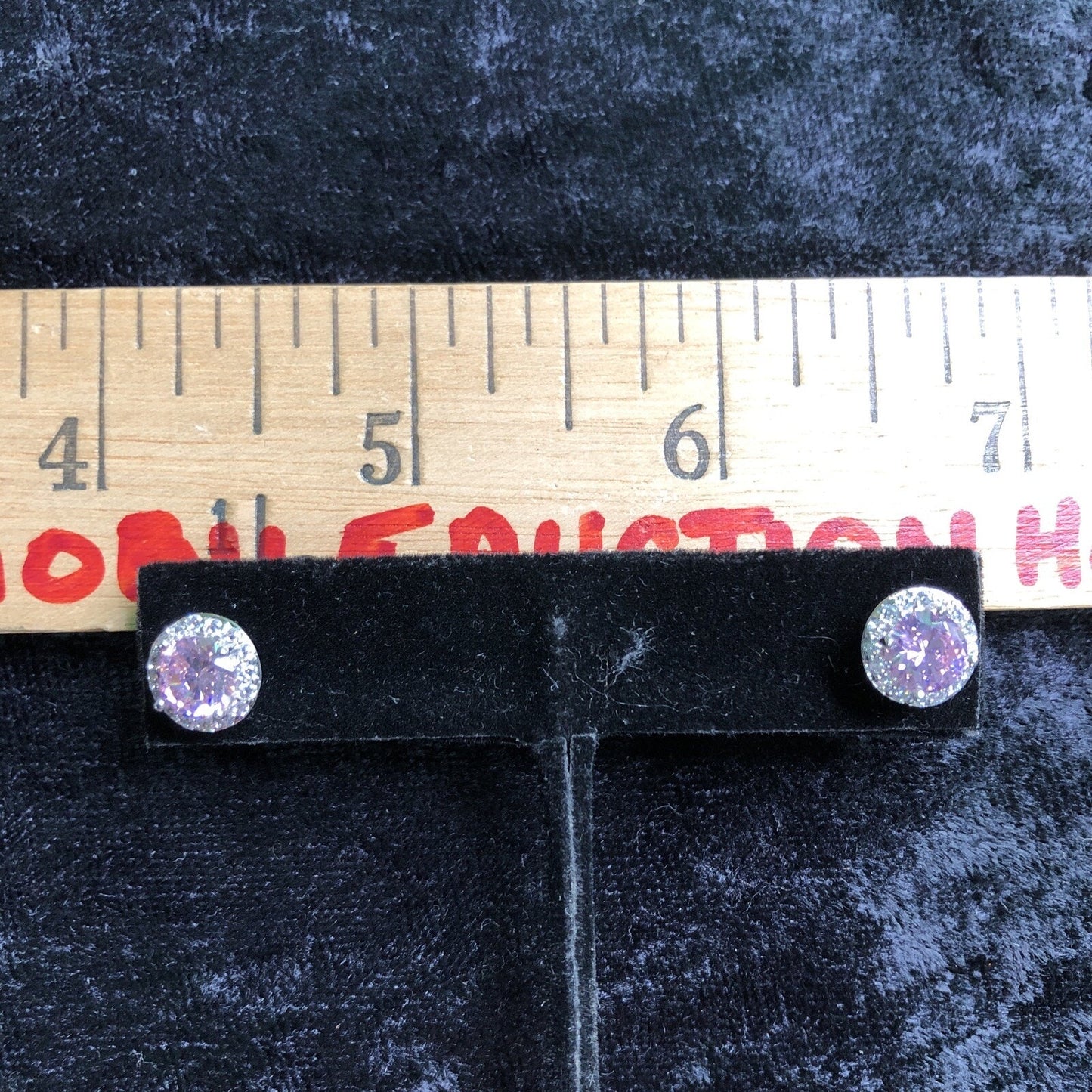 Pair Of Fashion Earrings Pink Center Stone Surrounded By Clear Stones