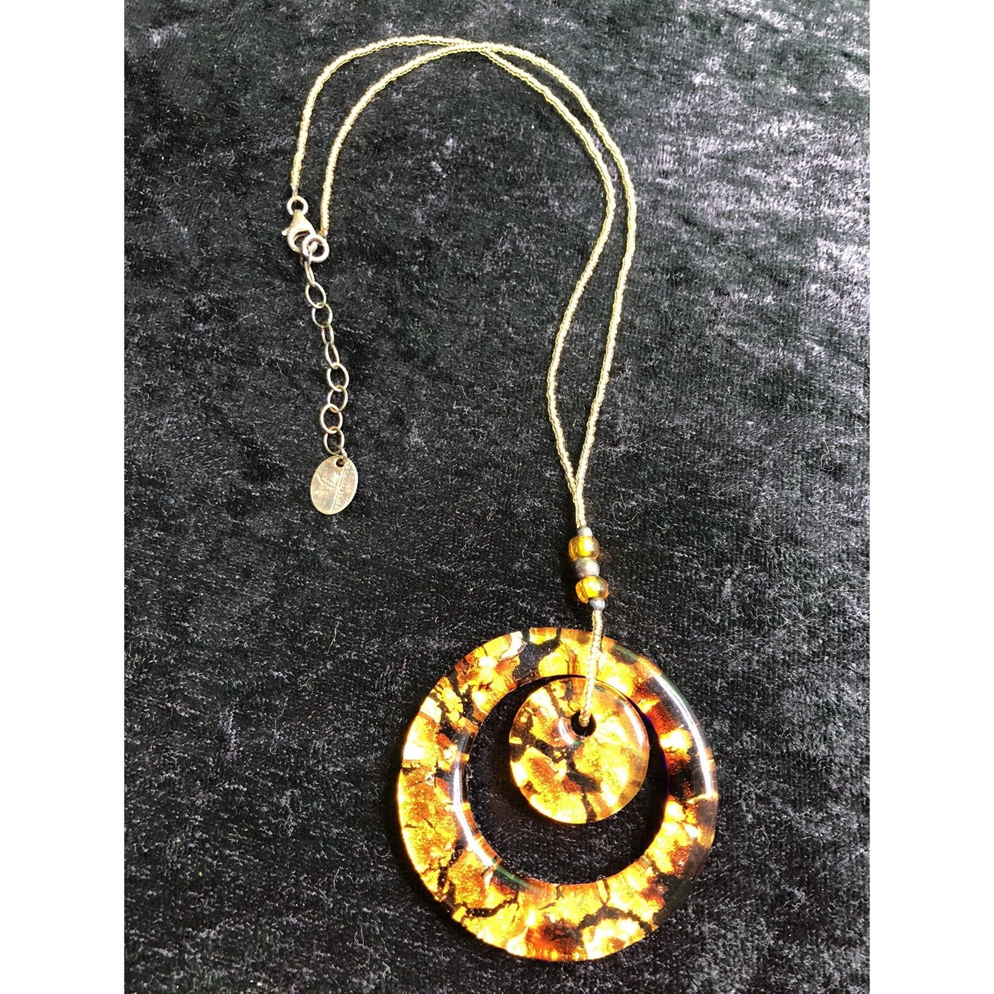 VENETIAURUM Glass Pendant Made In Italy Beaded Necklace 925 Sterling Clasp