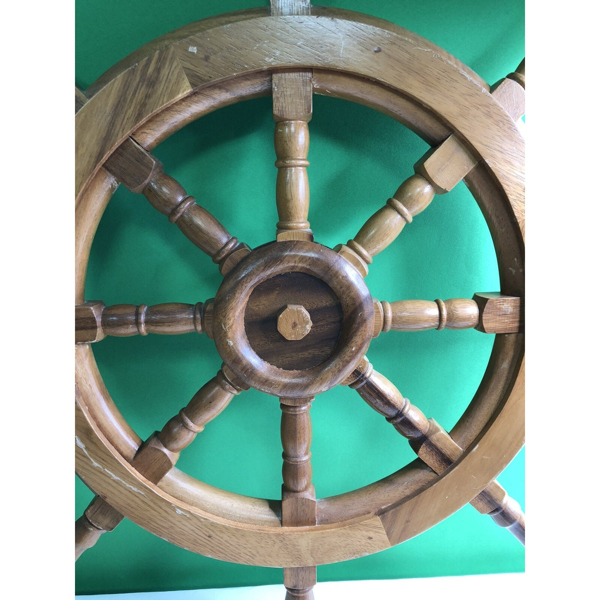 Airguide Deluxe 30” Wood Ship Wheel With Compensated Barometer Made In USA