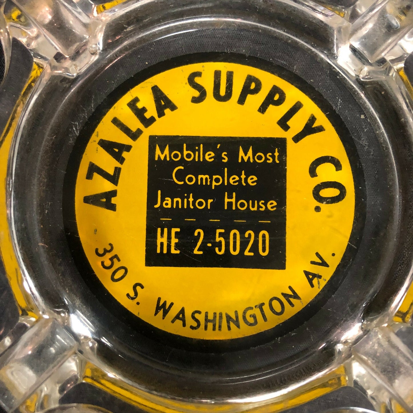 Vintage Mobile, Alabama AL Advertising Azalea Supply Co. Glass Promo Ashtray