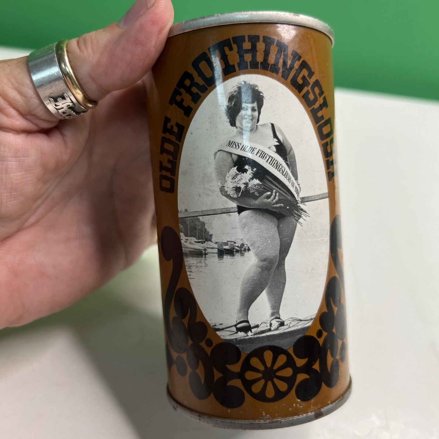 OLDE FROTHINGSLOSH Vtg Steel BEER Can ALUMINUM PULL TOP PITTSBURGH PA Brown 1969