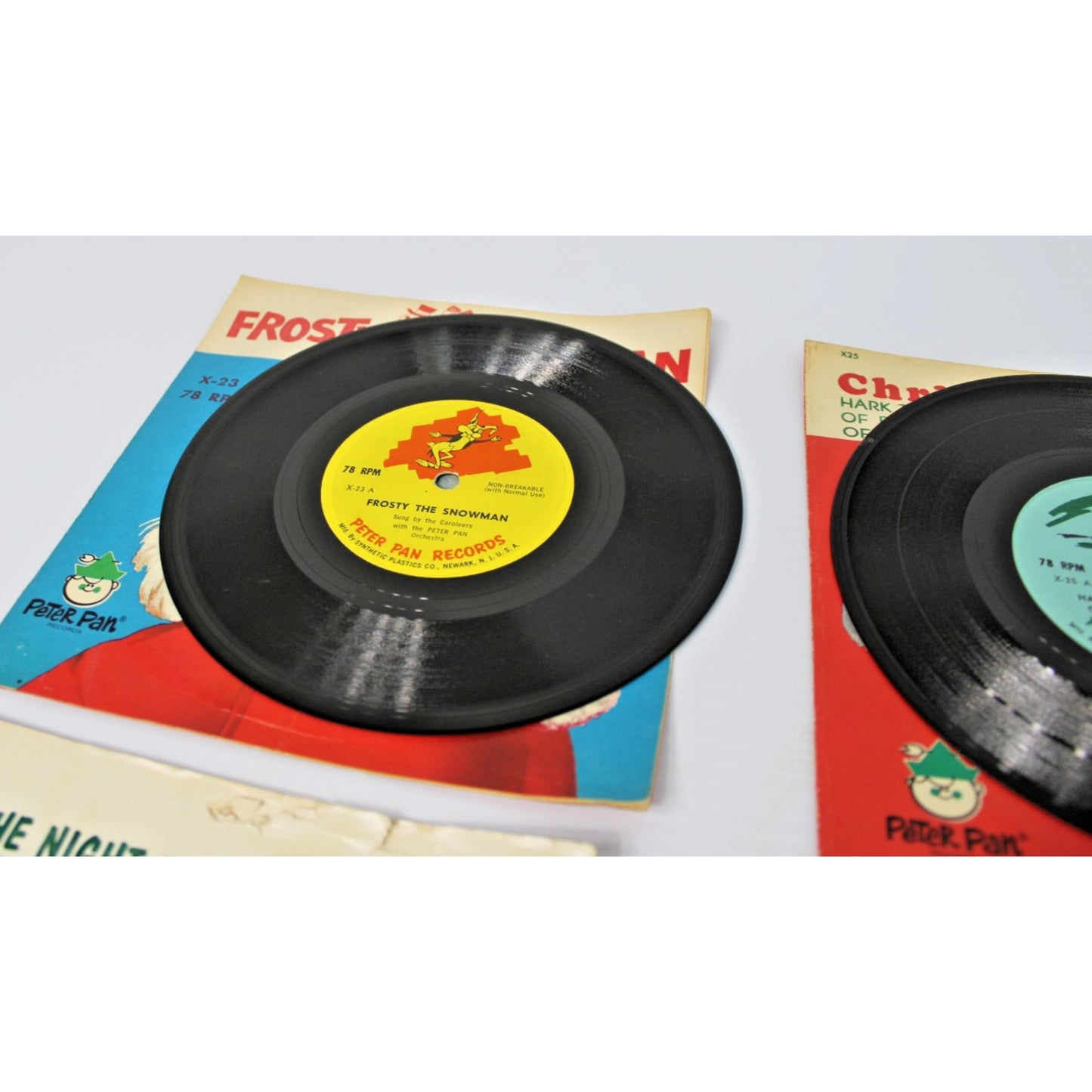 Children's Christmas 78 RPM Record + Sleeves Lot: Frosty, Rudolph, Santa Claus