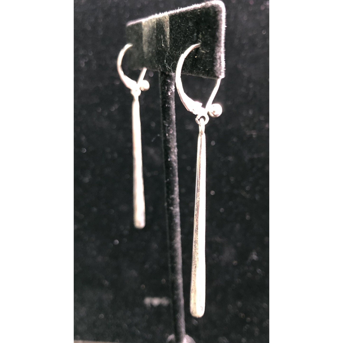 Vintage Sterling Silver .925 Drop Dangle Earrings Retro Cool Style Lever Back
