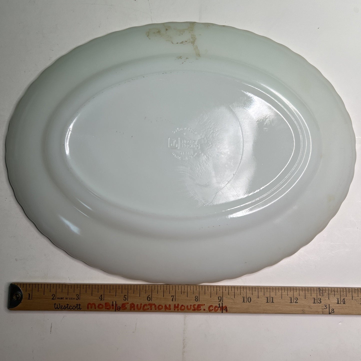 Vintage Anchor Hocking Turkey Serving Platter #2390 Milk Glass Made in U.S.A.