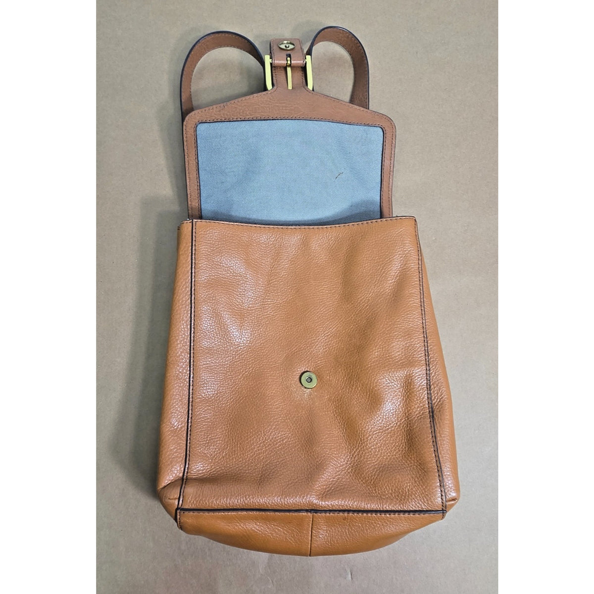 Vintage Fossil Maddox Genuine Pebbled Leather Backpack, Cognac w/ Key Charm