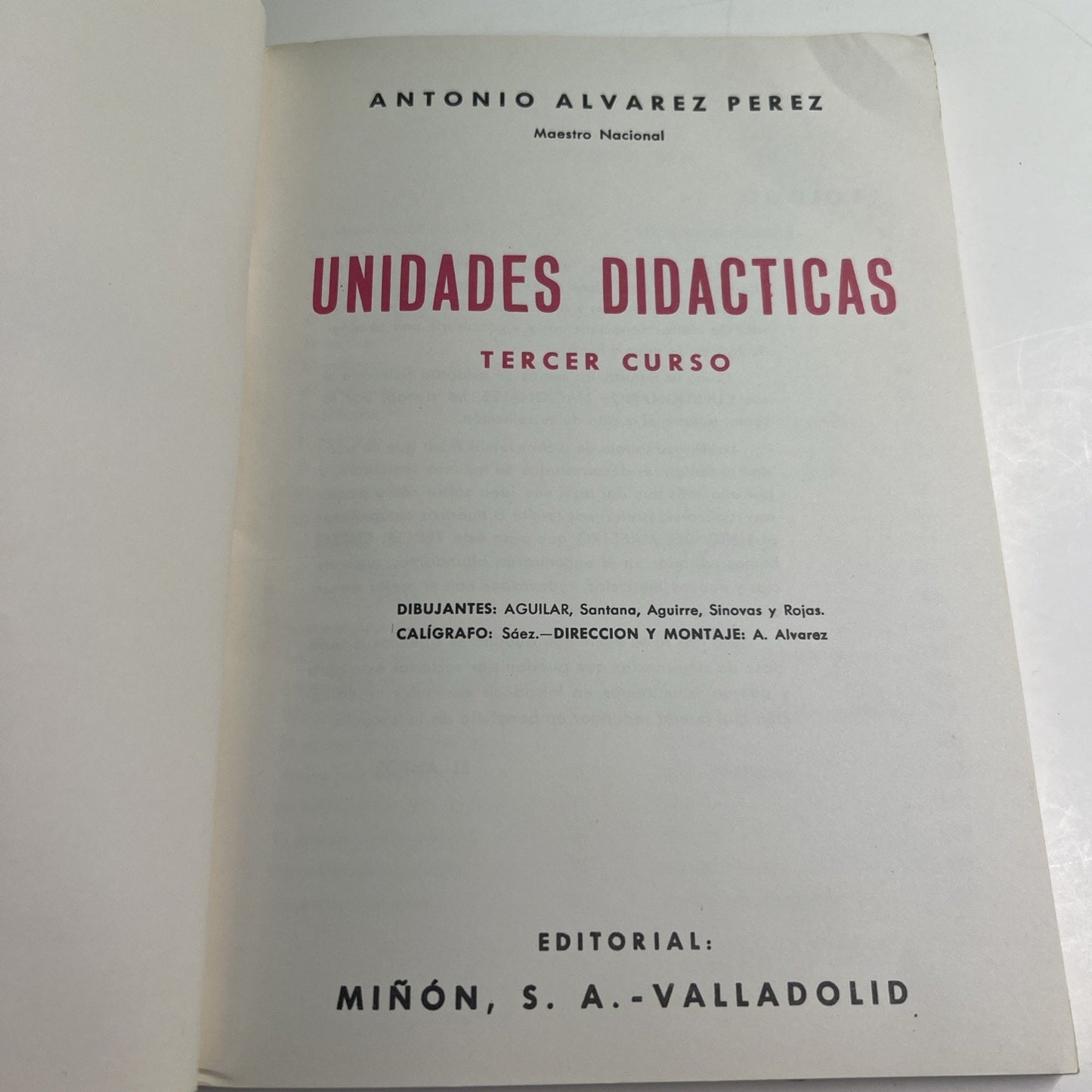 1974 Unidades Didacticas Tercer Curso Spanish Primer By Antonio Alvarez Perez PB