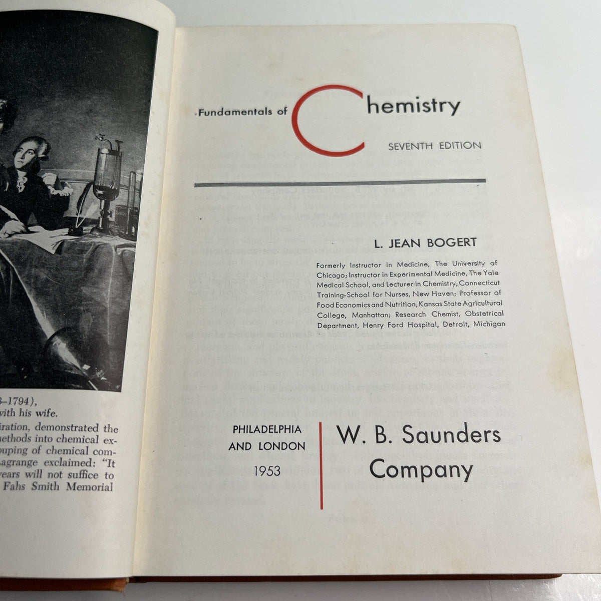 Fundamentals of Chemistry 7th Edition by L. Jean Bogert 1953 HC Saunders