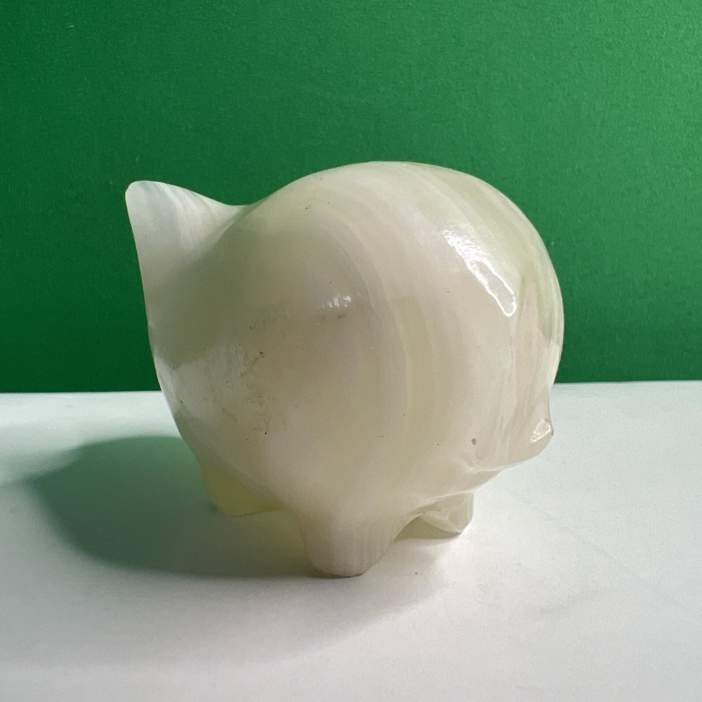Carved White Opaque Quartz Stone Pig Figurine Healing Stone Free Shipping!