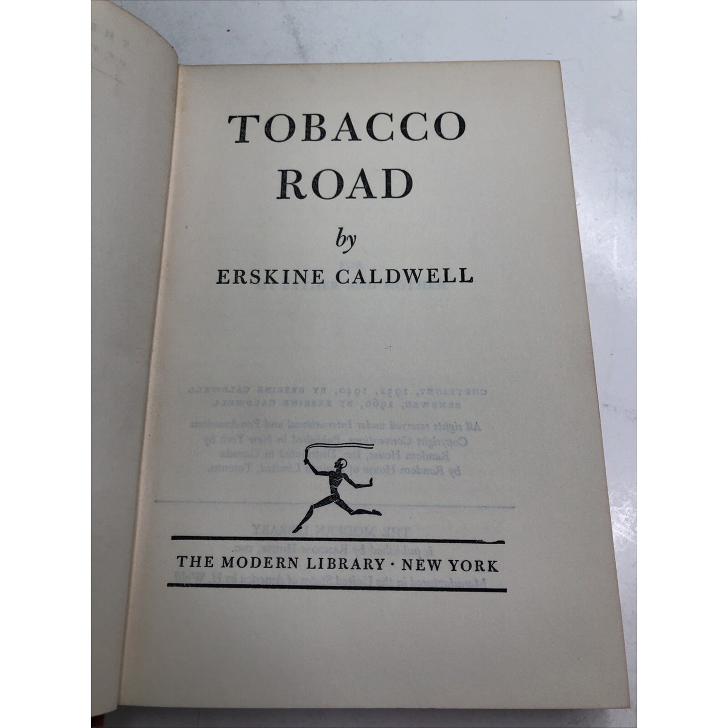 Tobacco Road by Erskine Caldwell HC 1960 The Modern Library New York