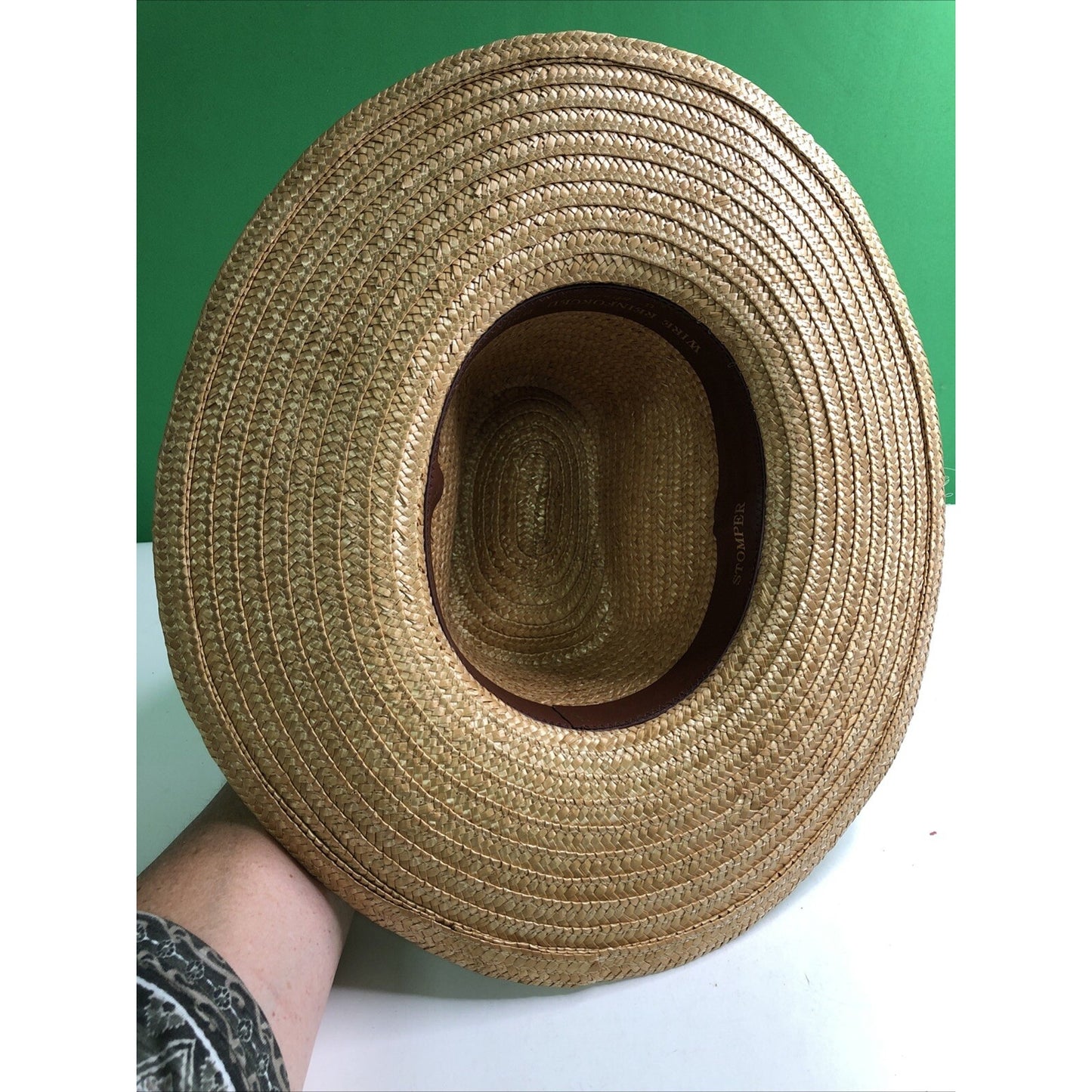 Vtg Stomper Western Style Cowboy Cowgirl Hat Straw Tan Rodeo Farm Made in Italy