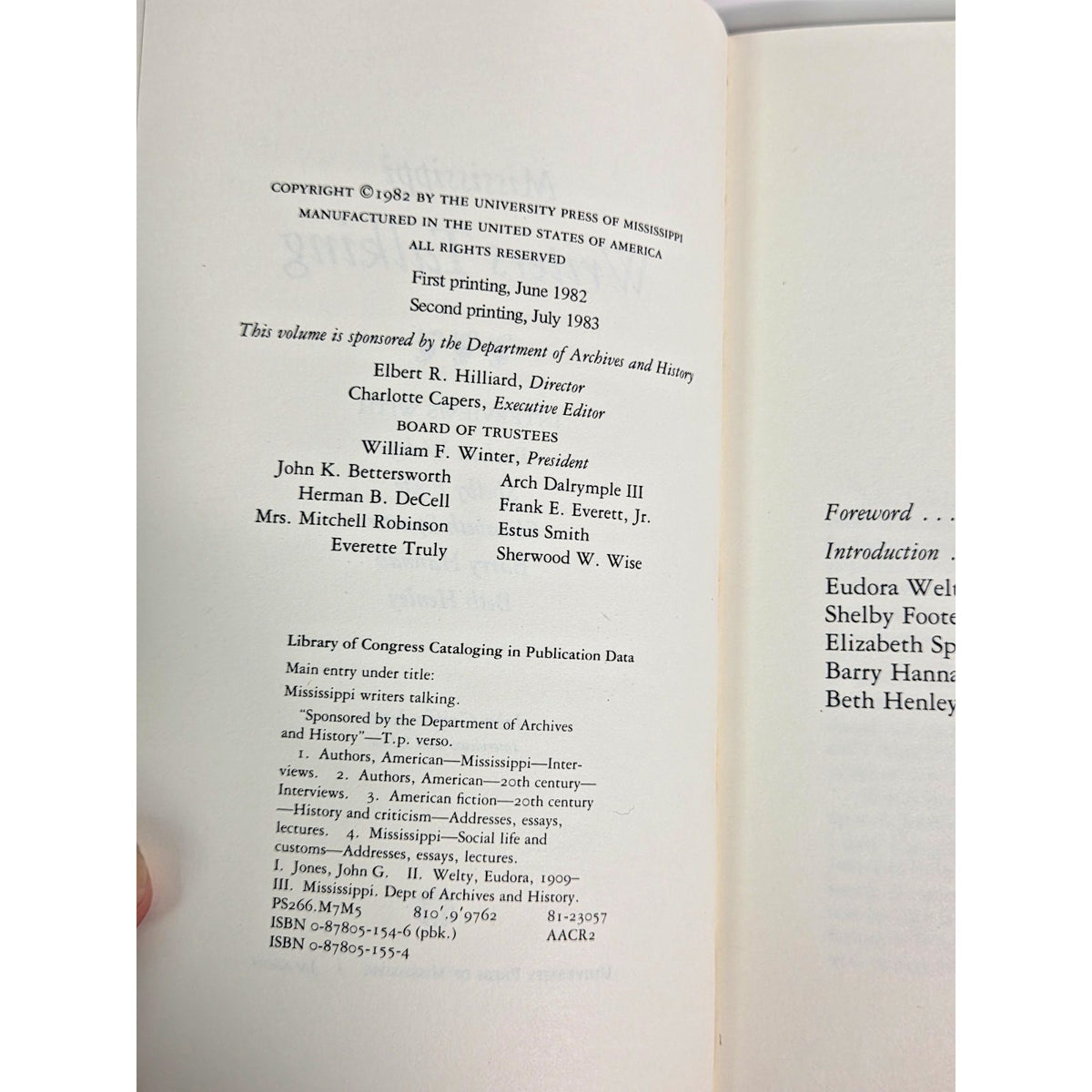 Vintage 1983 Mississippi Writers Talking Interviews Eudora Welty Shelby Foote