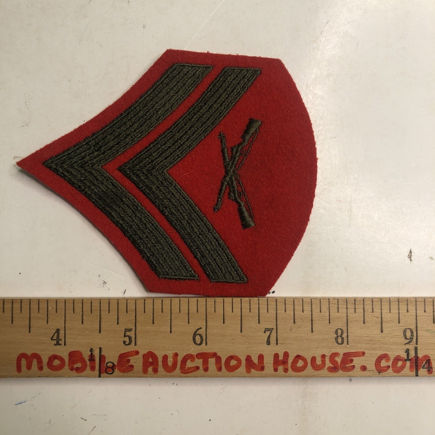 USMC Marine Corps Rank Chevron Lance Corporal Green Red Felt Embroidered Patch