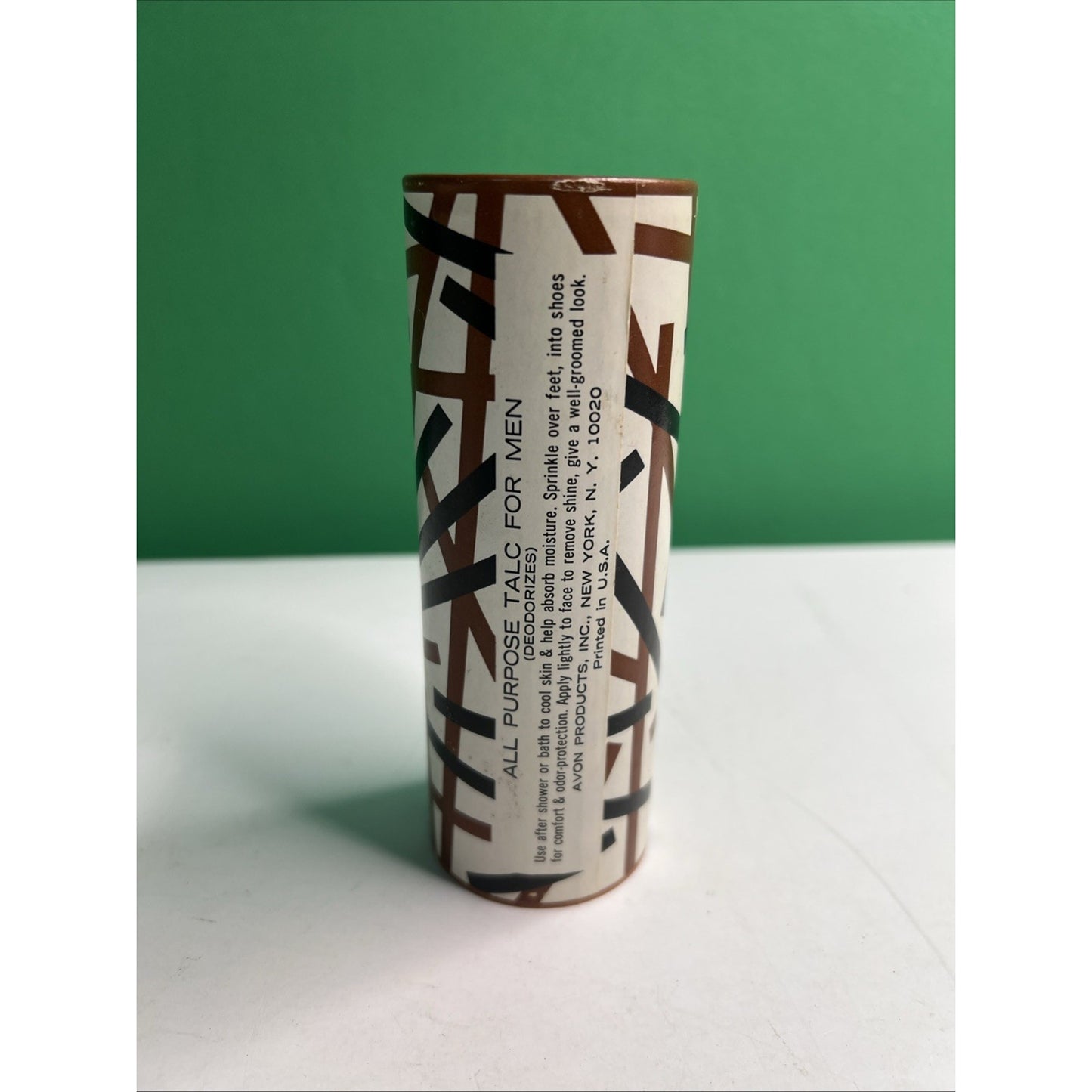 Vintage Avon Talc For Men Spicy Brown and Black Canister Original 3.5 oz