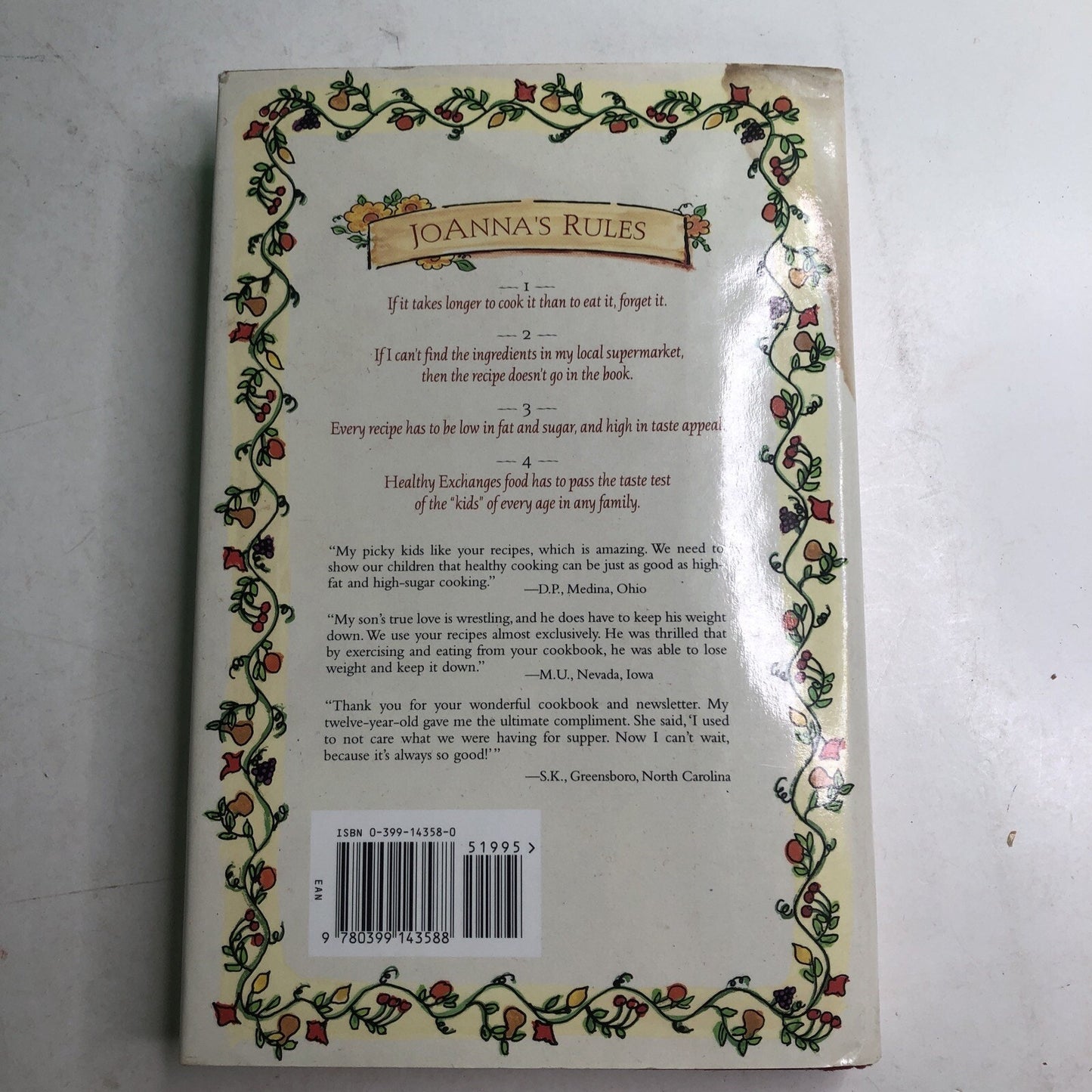 Cooking Healthy with the Kids in Mind by JoAnna M Lund HC DJ 1998