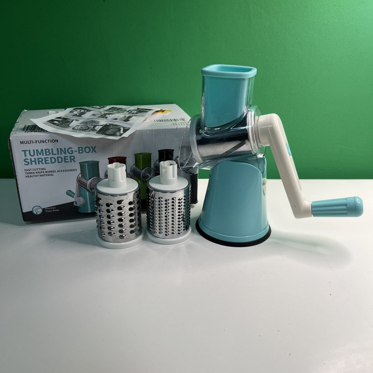 Tumbling Box Shredder Manual 3 Knife Barrel Acc. Fine & Coarse & Slicing Sharp