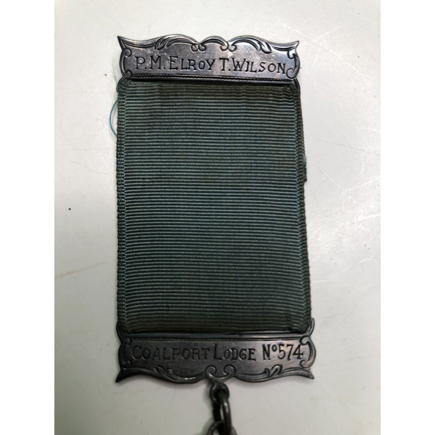 Masonic Past Master Emblem of Office 1947 Coalport Lodge No. 574 Ribbon Bar