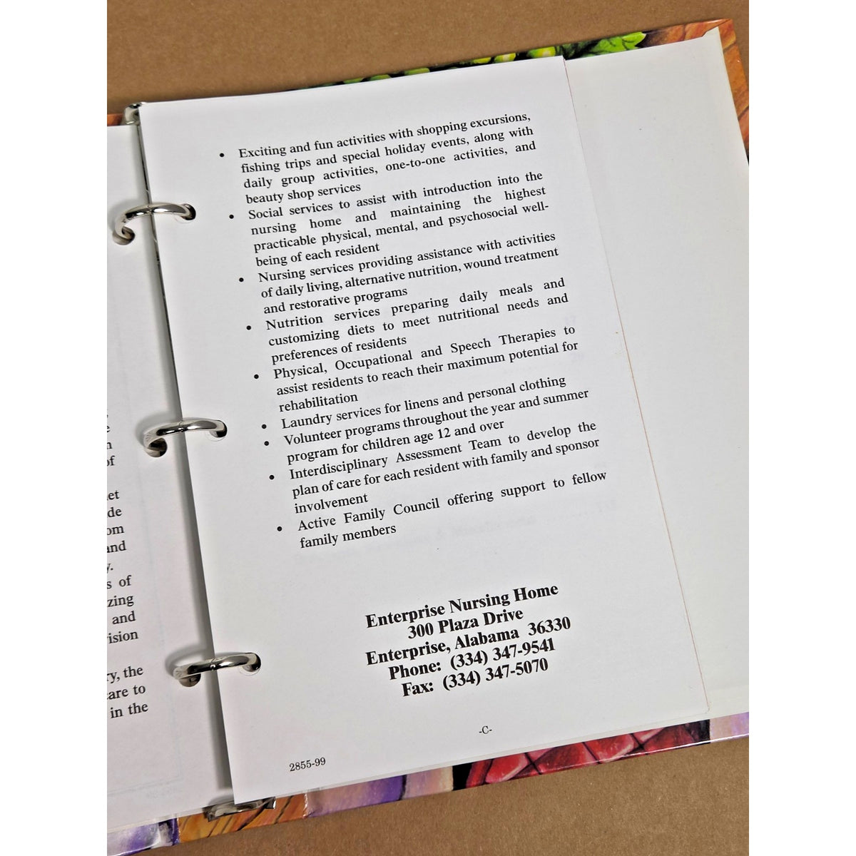 Vintage 1999 Sharing Our Best Enterprise AL Nursing Home Community Cookbook
