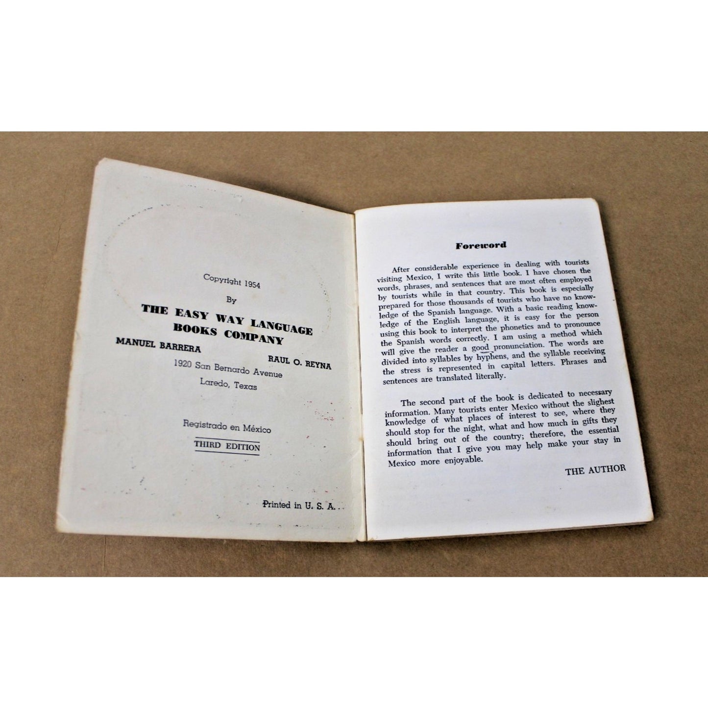 Vintage 1954 "Spanish The Easy Way" Mexico Tourist Guide Mini Book 3rd Edition